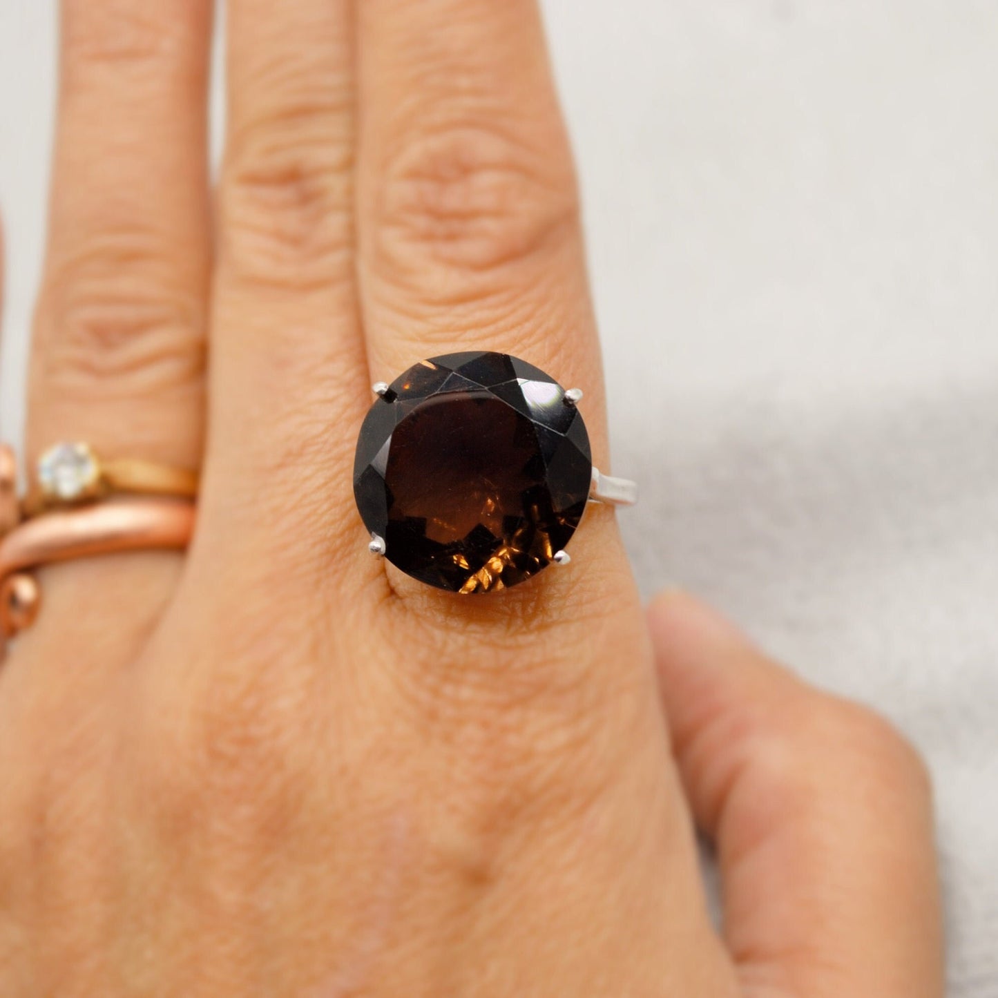Smoky Quartz Sterling Silver Ring, Size L, Statement Ring, Dainty Gemstone Ring, Quartz Jewelry, Gem Ring, Gifts For Her