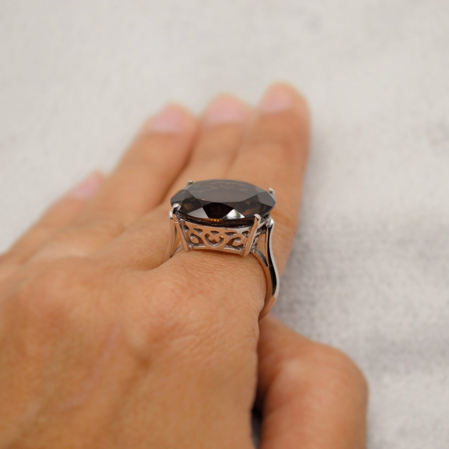 Smoky Quartz Sterling Silver Ring, Size L, Statement Ring, Dainty Gemstone Ring, Quartz Jewelry, Gem Ring, Gifts For Her