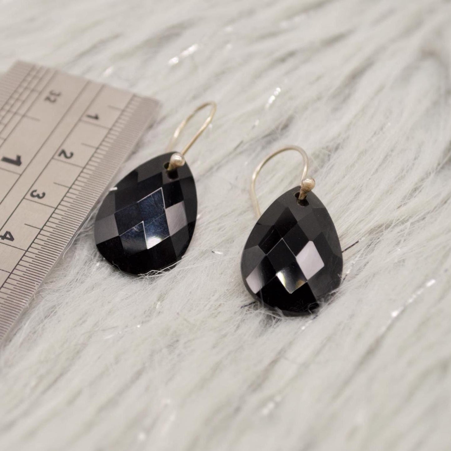 Black Onyx Sterling Silver Earrings, Statement Gemstone Earrings, Unique Dangle Drop Earrings, Handmade Gift For Her