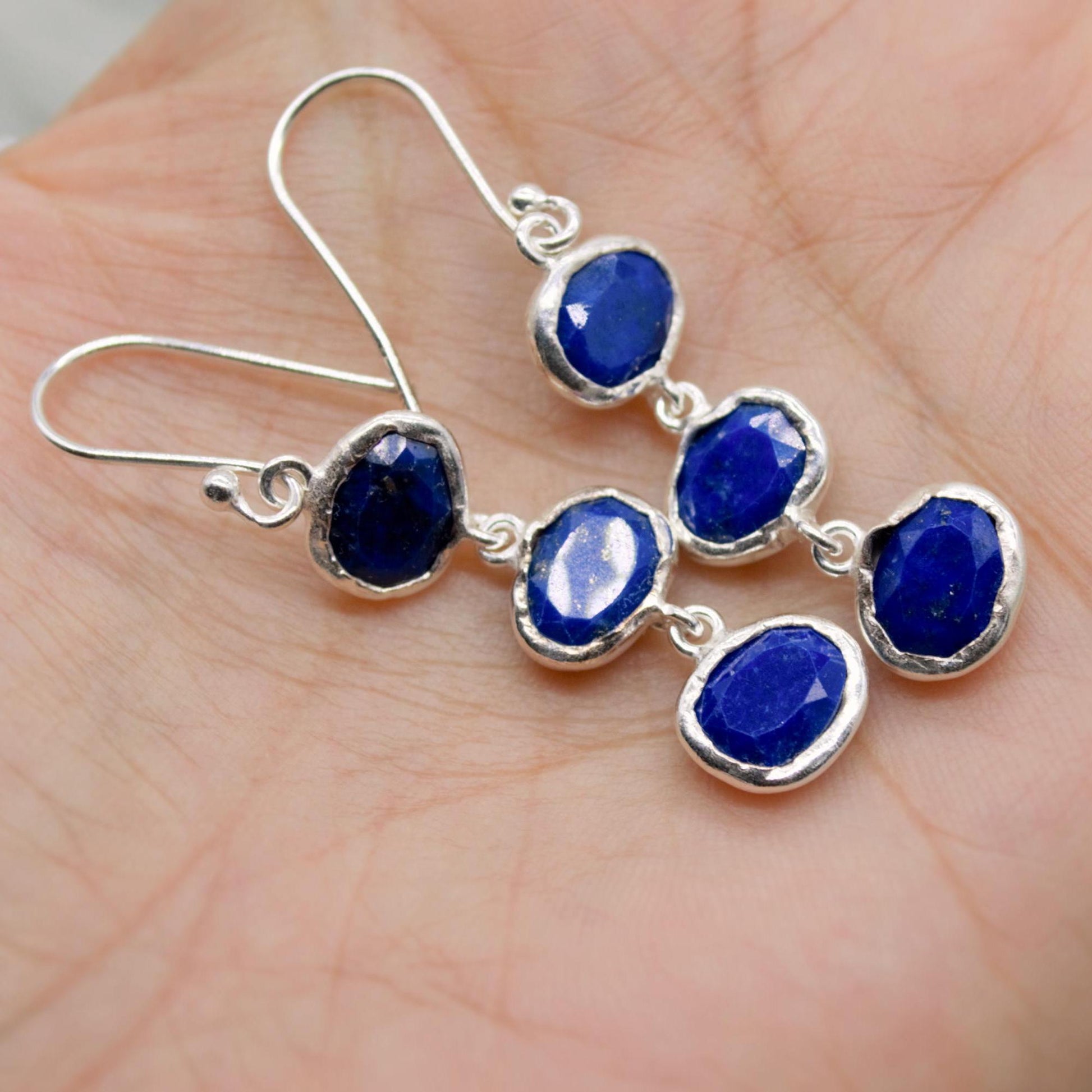 Lapis Lazuli Sterling Silver Drop Earrings, December Birthstone Jewelry, Lapis Jewelry, Dangle Drop Earrings, Best Friend Gift For Her