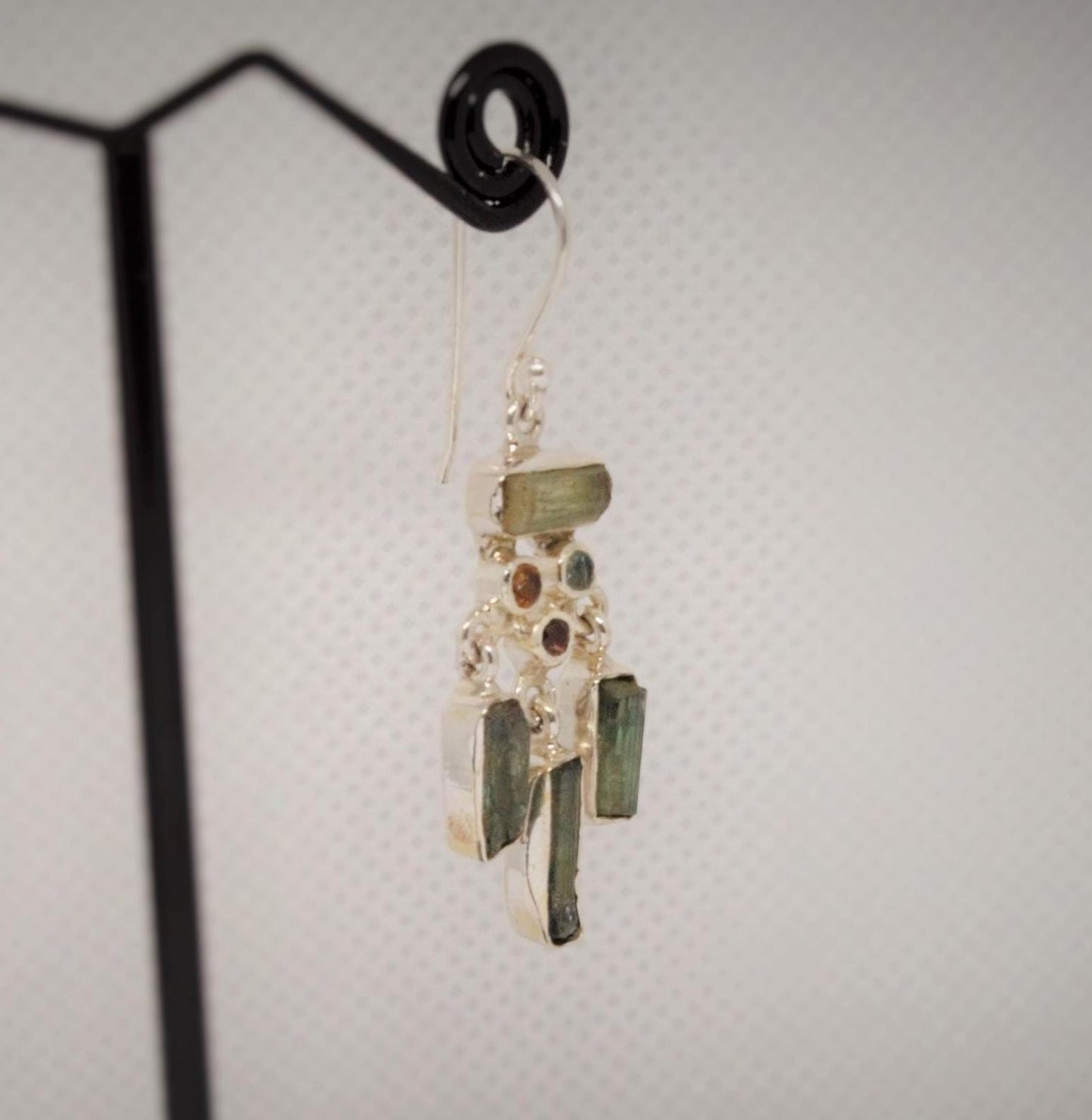 Green Tourmaline Earrings, Sterling Silver, Handmade Dangle Earrings, Mixed Tourmaline Jewelry, October Birthstone Jewelry, Birthday Gift