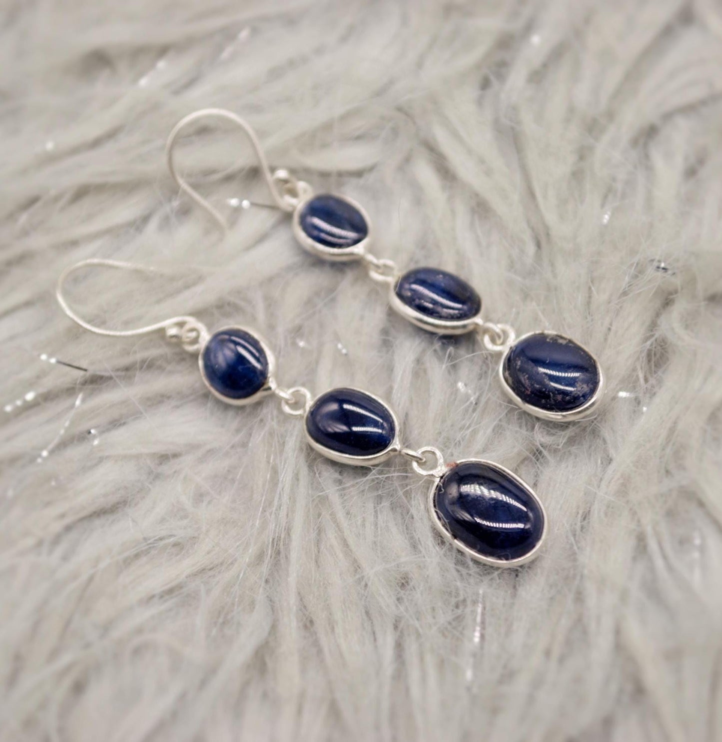 Blue Sapphire Drop Earrings, Handmade Sterling Silver Jewelry, Stunning September Birthstone