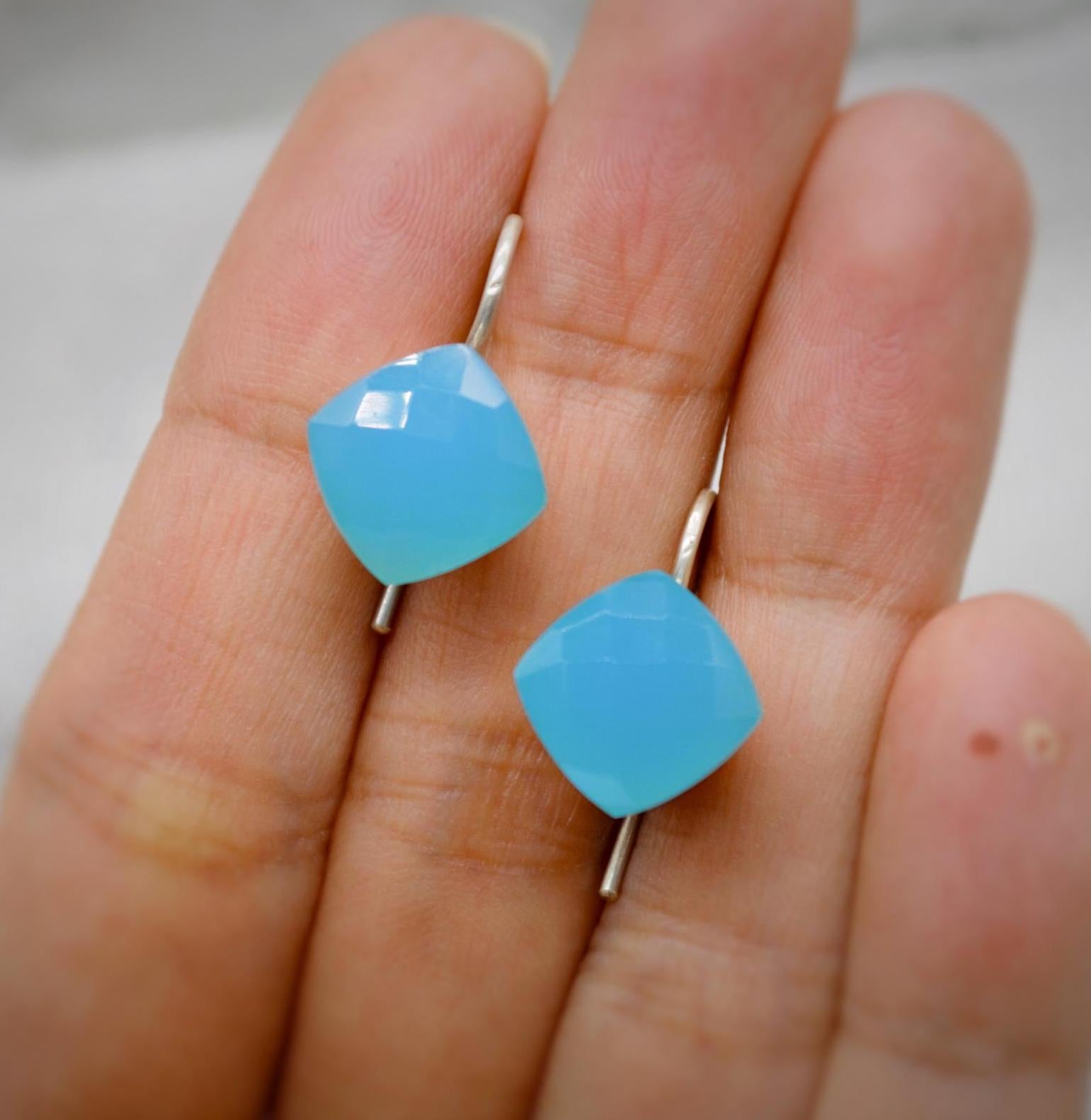 Blue Chalcedony drop earrings, Sterling Silver Gemstone Earrings, Dangle Drop Earrings, Handmade Earrings, Gifts For Her
