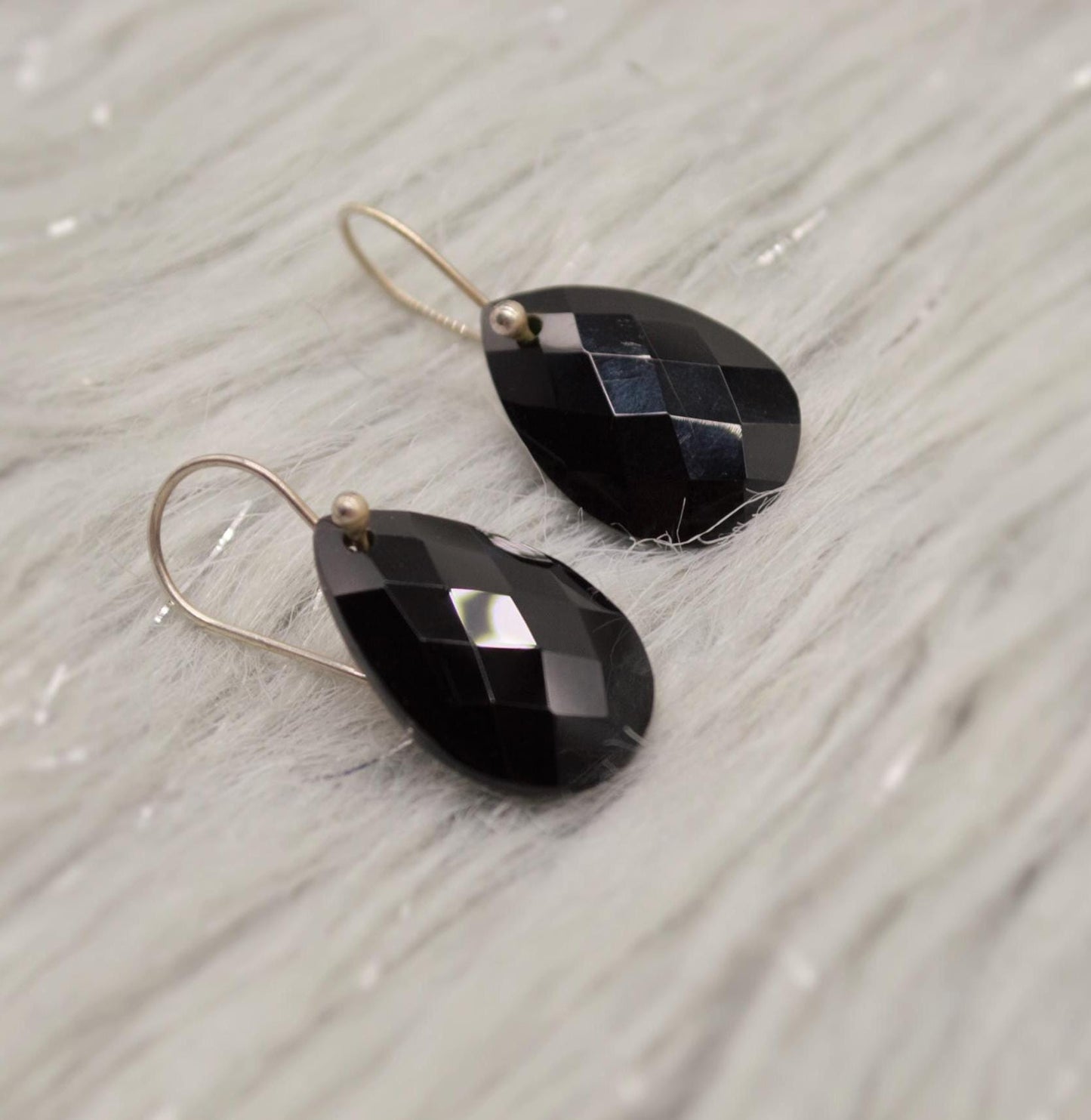 Black Onyx Sterling Silver Earrings, Statement Gemstone Earrings, Unique Dangle Drop Earrings, Handmade Gift For Her