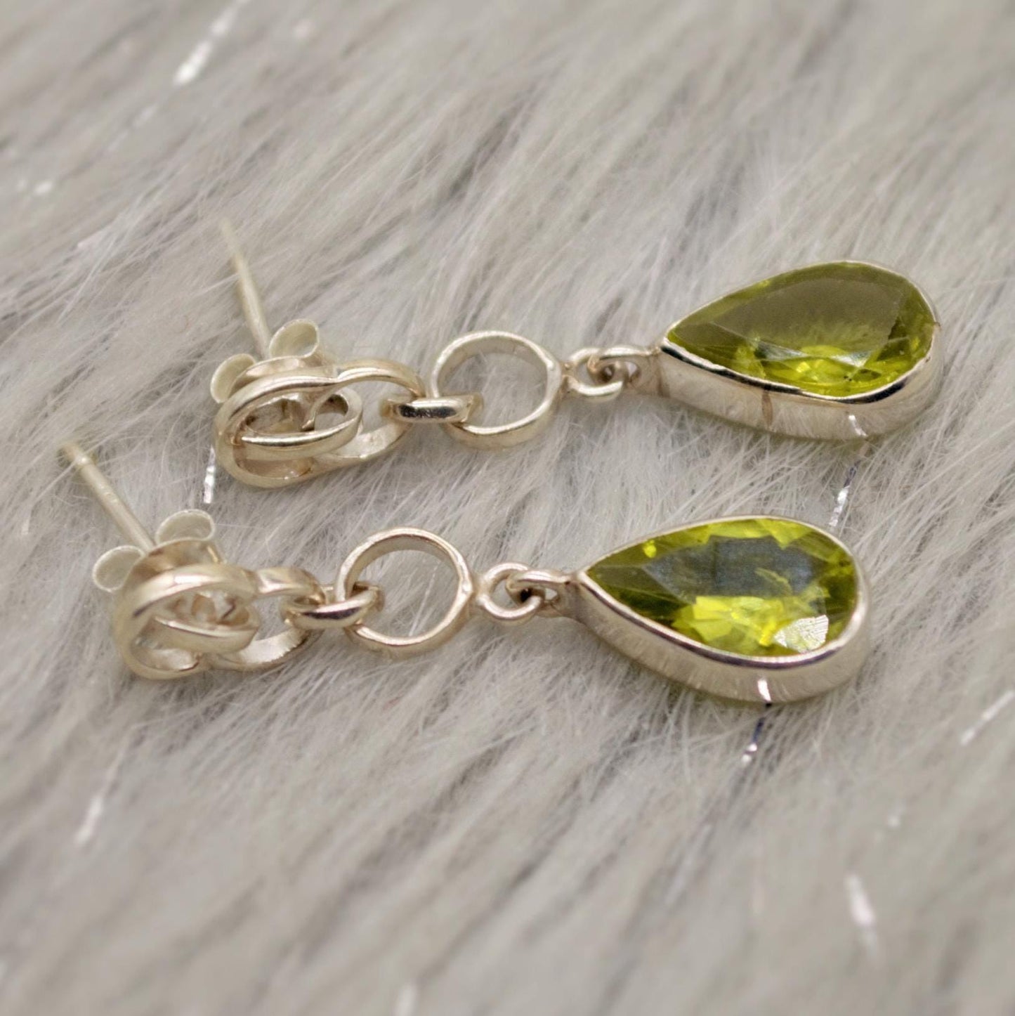 Peridot Earrings, Sterling Silver, August Birthstone, Unique Statement Dangle Drop Earrings, Green Gemstone Earrings, Gifts For Her