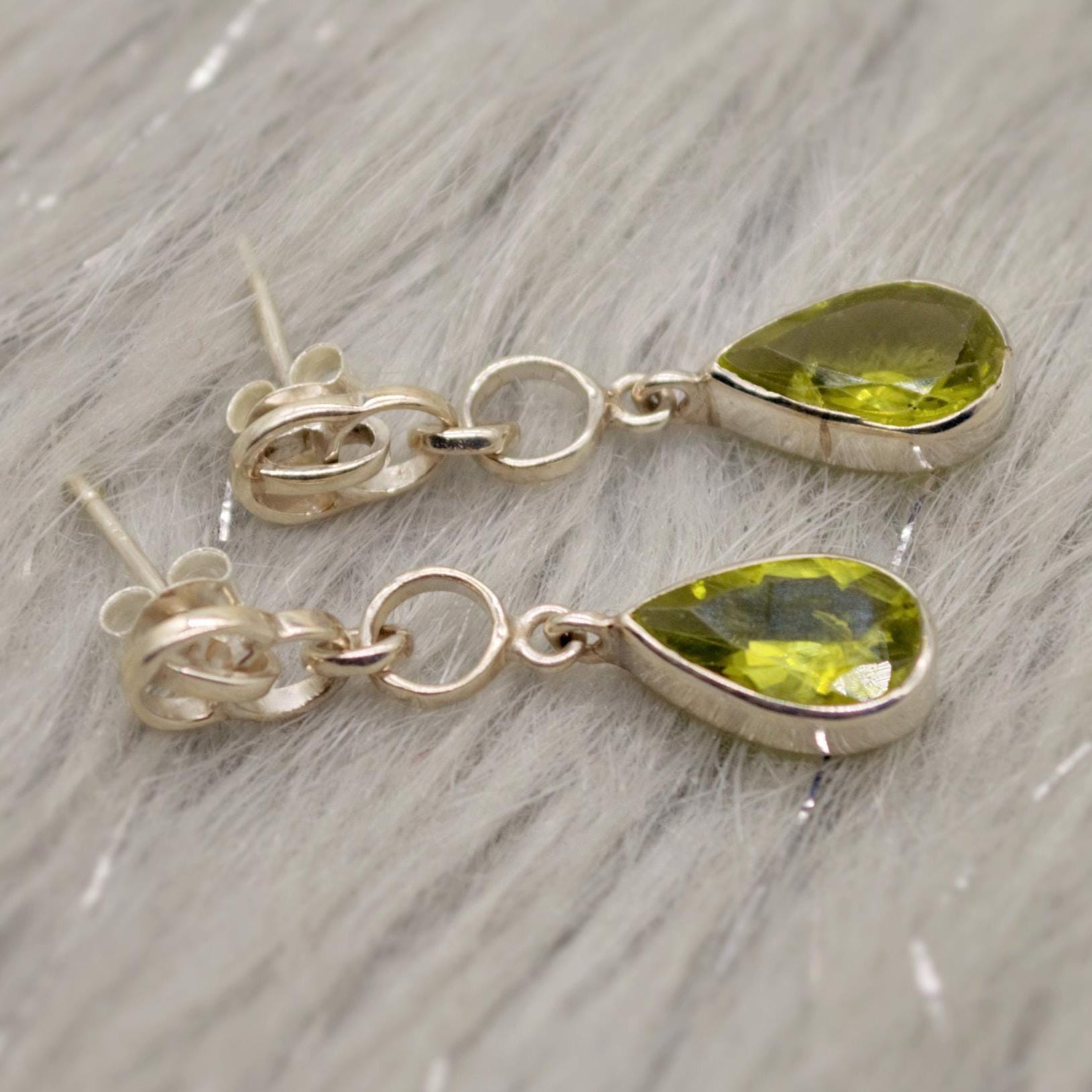 Peridot Earrings, Sterling Silver, August Birthstone, Unique Statement Dangle Drop Earrings, Green Gemstone Earrings, Gifts For Her