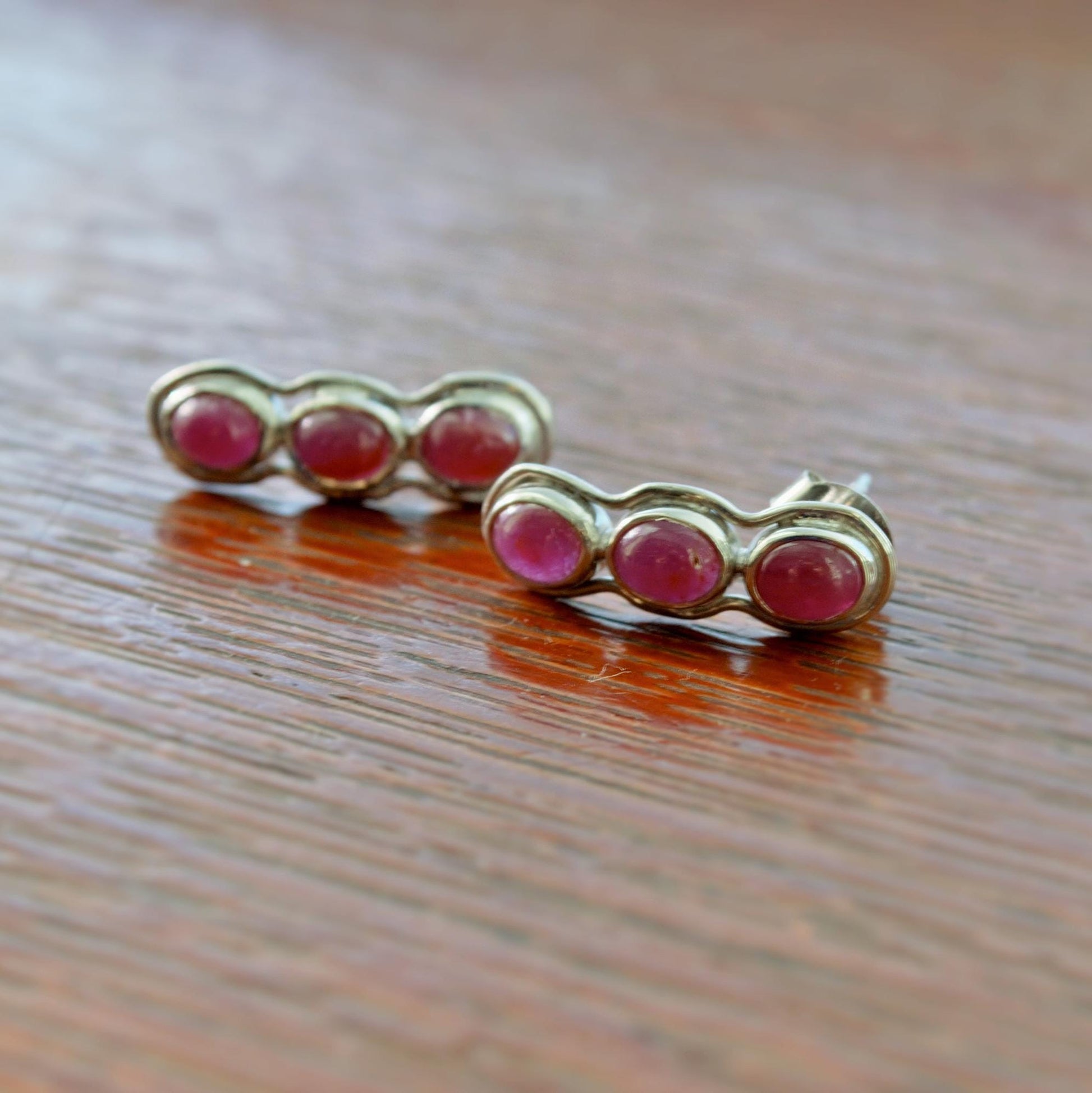 Red Ruby Silver Stud Earrings Set, Handmade Earrings, July Birthstone, Gemstone Earrings, Red Ruby Jewelry, Gifts For Her