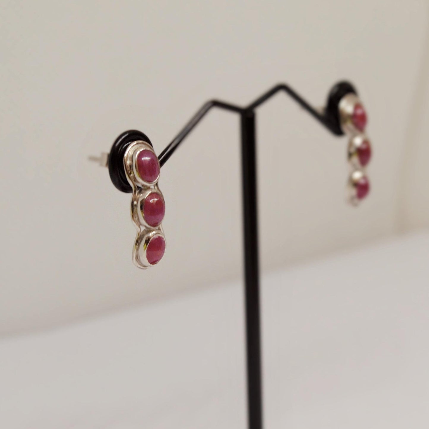Red Ruby Silver Stud Earrings Set, Handmade Earrings, July Birthstone, Gemstone Earrings, Red Ruby Jewelry, Gifts For Her