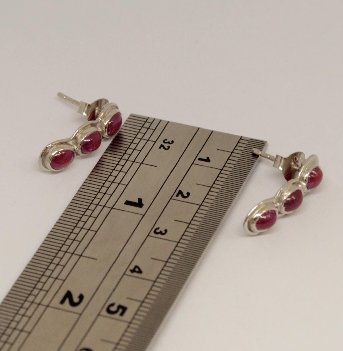 Red Ruby Silver Stud Earrings Set, Handmade Earrings, July Birthstone, Gemstone Earrings, Red Ruby Jewelry, Gifts For Her