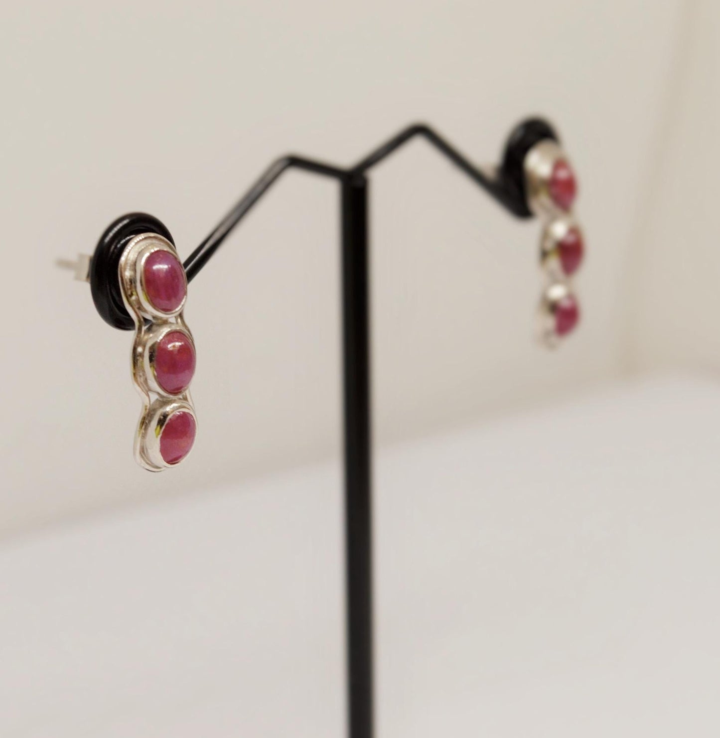 Red Ruby Silver Stud Earrings Set, Handmade Earrings, July Birthstone, Gemstone Earrings, Red Ruby Jewelry, Gifts For Her