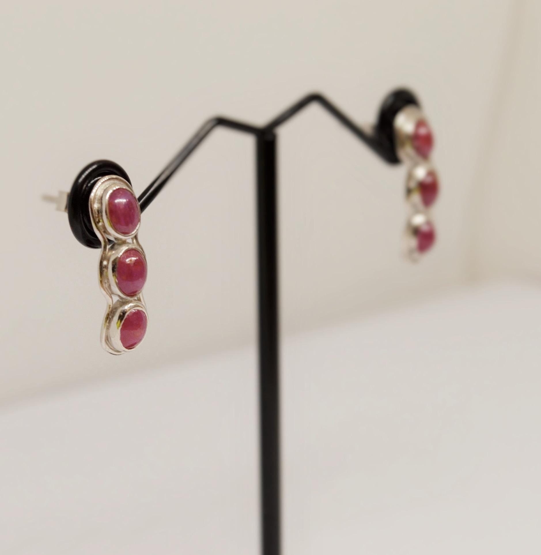 Red Ruby Silver Stud Earrings Set, Handmade Earrings, July Birthstone, Gemstone Earrings, Red Ruby Jewelry, Gifts For Her