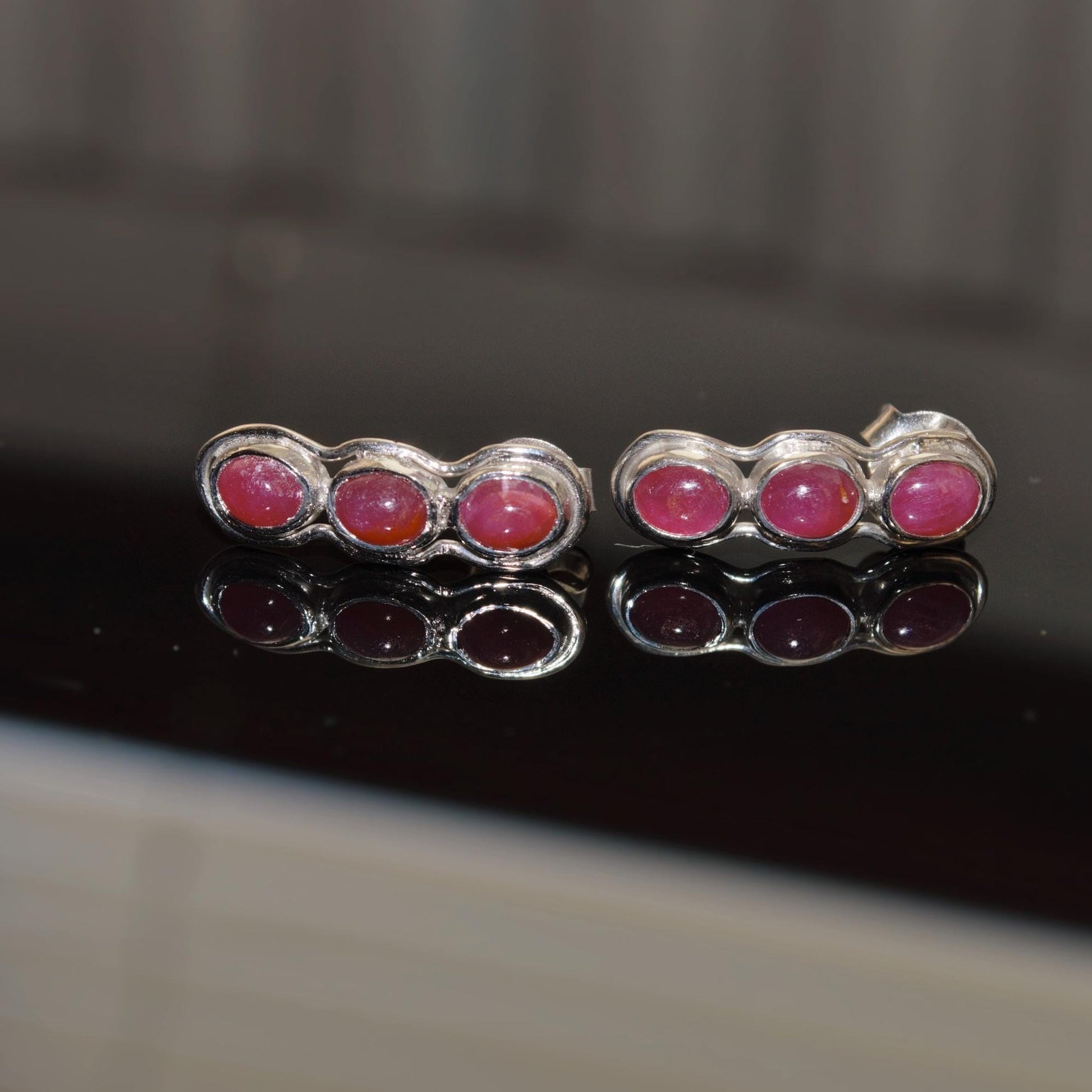 Red Ruby Silver Stud Earrings Set, Handmade Earrings, July Birthstone, Gemstone Earrings, Red Ruby Jewelry, Gifts For Her