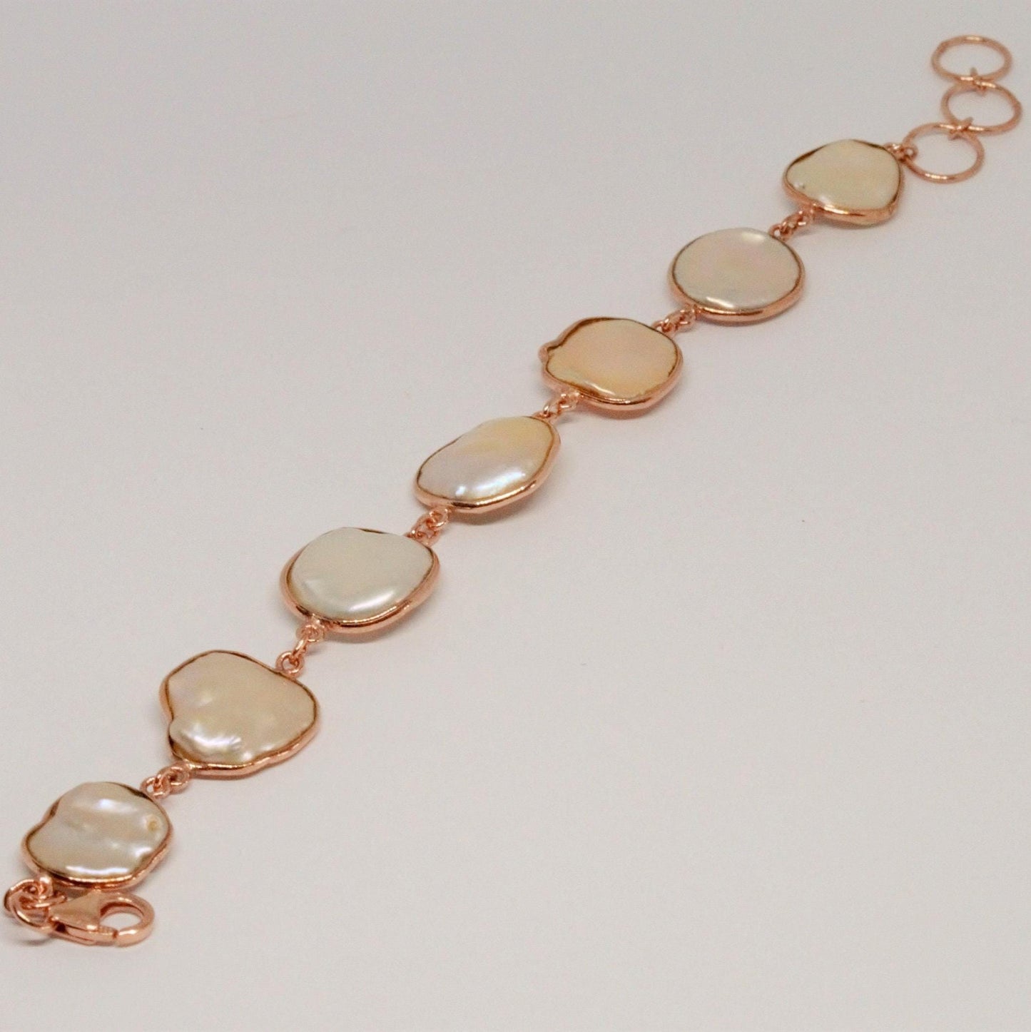 Rose Gold Plated Silver Pearl Bracelet, Handmade Dainty Bracelet, Pearl Jewelry, June Birthstone Bracelet, Birthday Gift For Her
