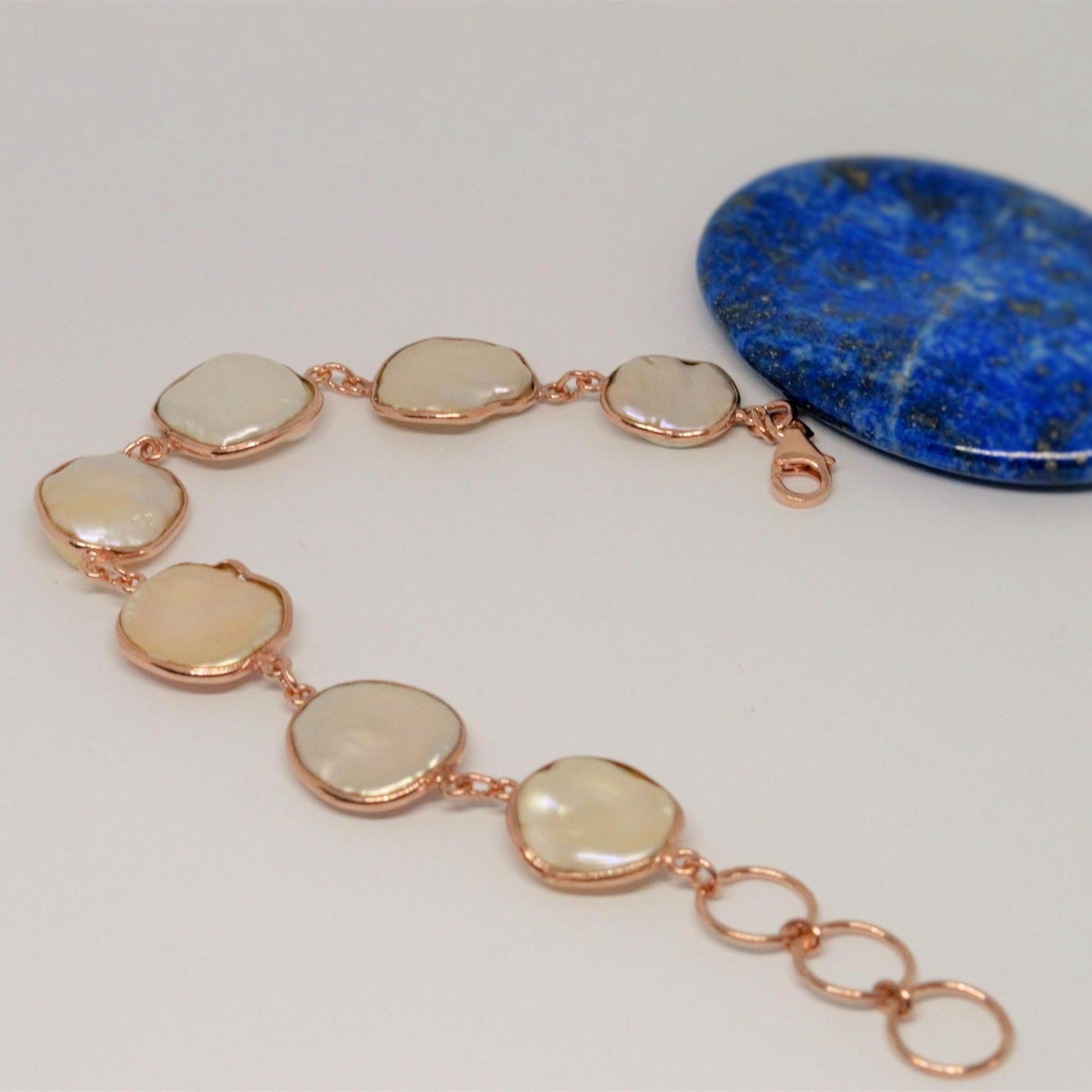 Rose Gold Plated Silver Pearl Bracelet, Handmade Dainty Bracelet, Pearl Jewelry, June Birthstone Bracelet, Birthday Gift For Her