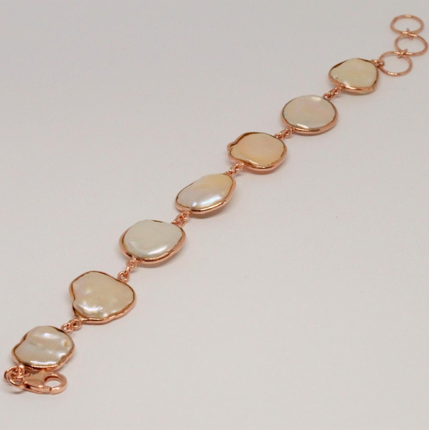 Rose Gold Plated Silver Pearl Bracelet, Handmade Dainty Bracelet, Pearl Jewelry, June Birthstone Bracelet, Birthday Gift For Her