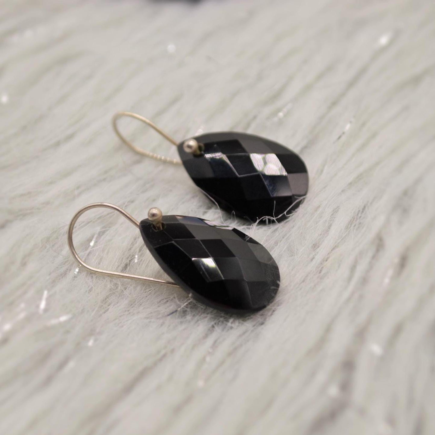 Black Onyx Sterling Silver Earrings, Statement Gemstone Earrings, Unique Dangle Drop Earrings, Handmade Gift For Her