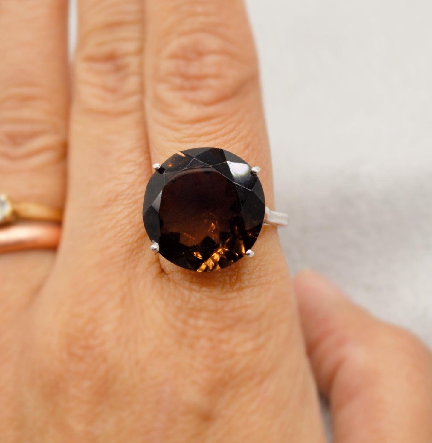 Smoky Quartz Sterling Silver Ring, Size L, Statement Ring, Dainty Gemstone Ring, Quartz Jewelry, Gem Ring, Gifts For Her