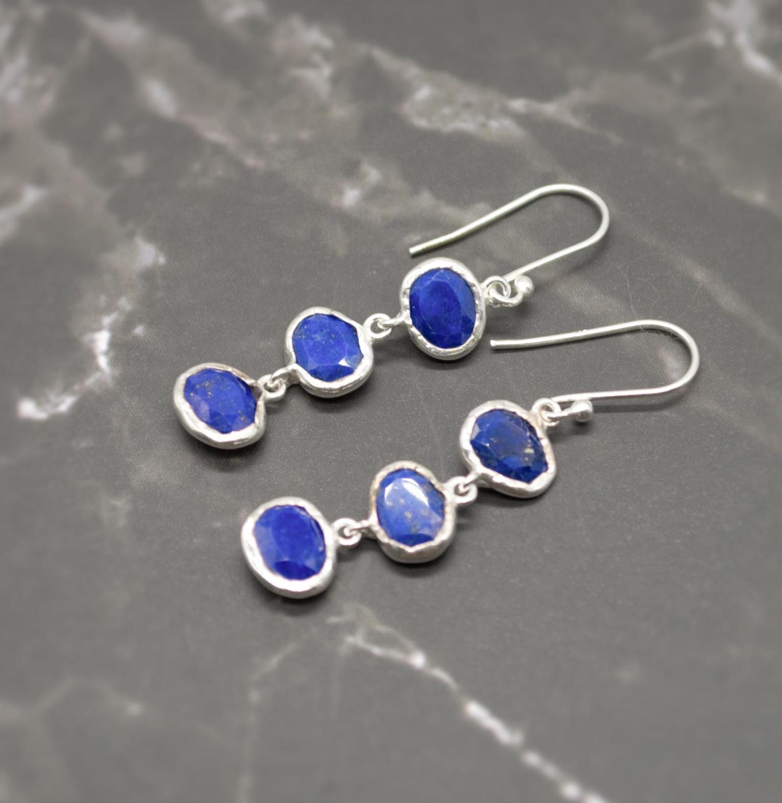 Lapis Lazuli Sterling Silver Drop Earrings, December Birthstone Jewelry, Lapis Jewelry, Dangle Drop Earrings, Best Friend Gift For Her