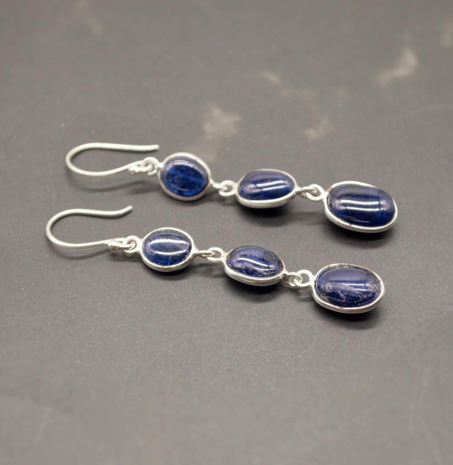 Blue Sapphire Drop Earrings, Handmade Sterling Silver Jewelry, Stunning September Birthstone