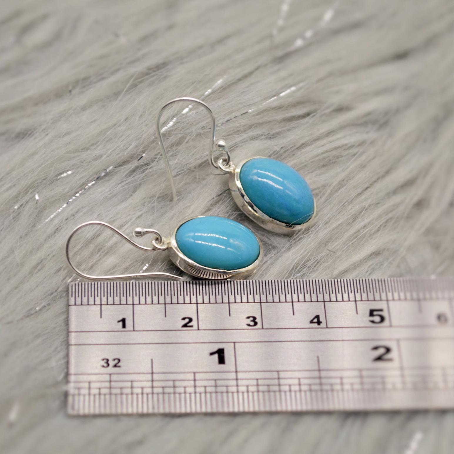 Blue Turquoise Drop Earrings, Sterling Silver Earrings, Turquoise Jewelry, December Birthstone, Unique Gemstone, Christmas Dangle Earrings
