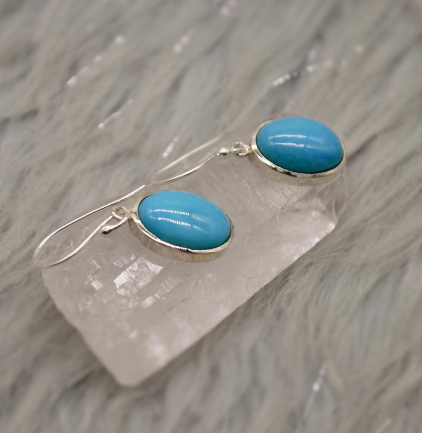 Blue Turquoise Drop Earrings, Sterling Silver Earrings, Turquoise Jewelry, December Birthstone, Unique Gemstone, Christmas Dangle Earrings