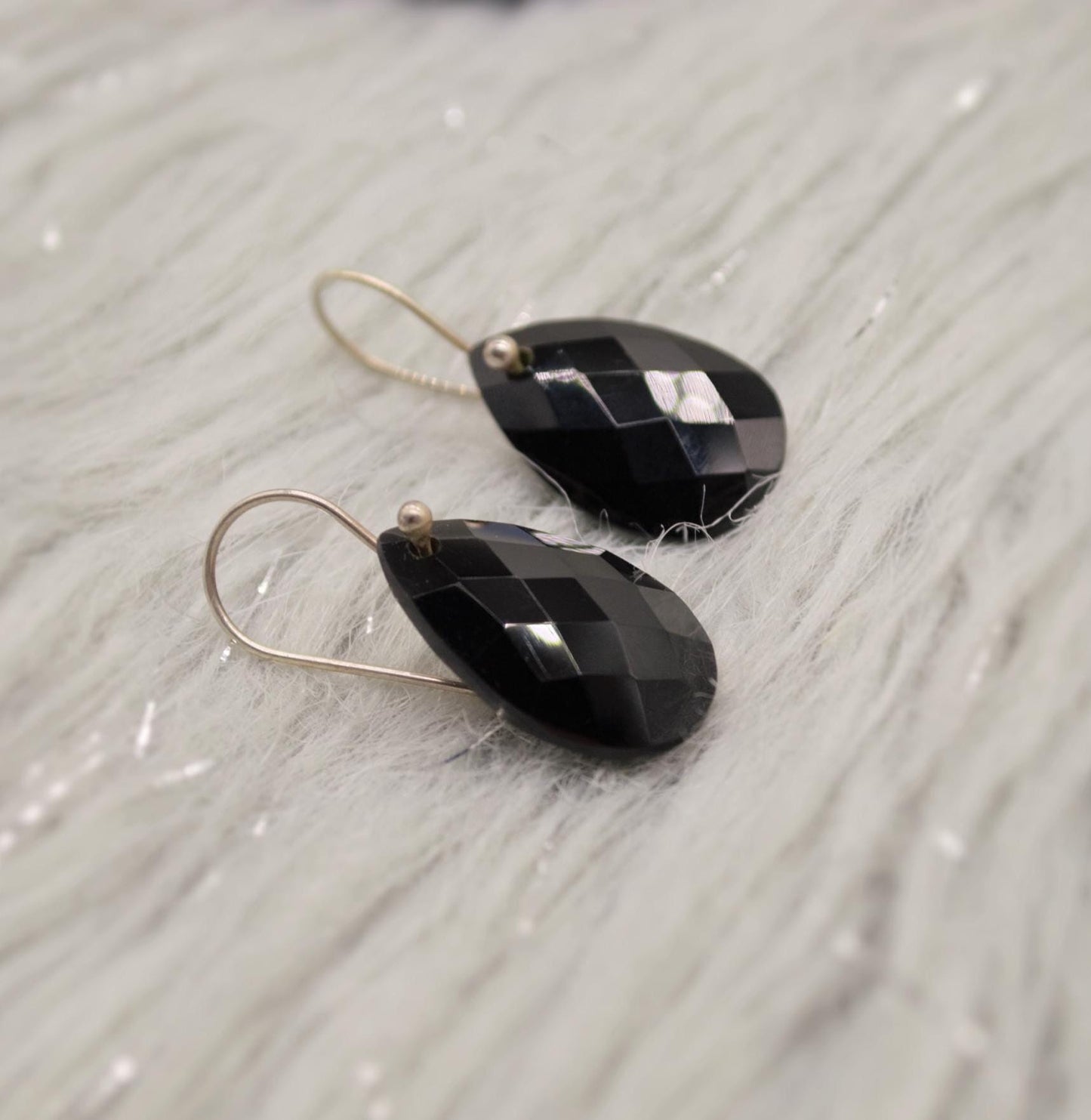 Black Onyx Sterling Silver Earrings, Statement Gemstone Earrings, Unique Dangle Drop Earrings, Handmade Gift For Her