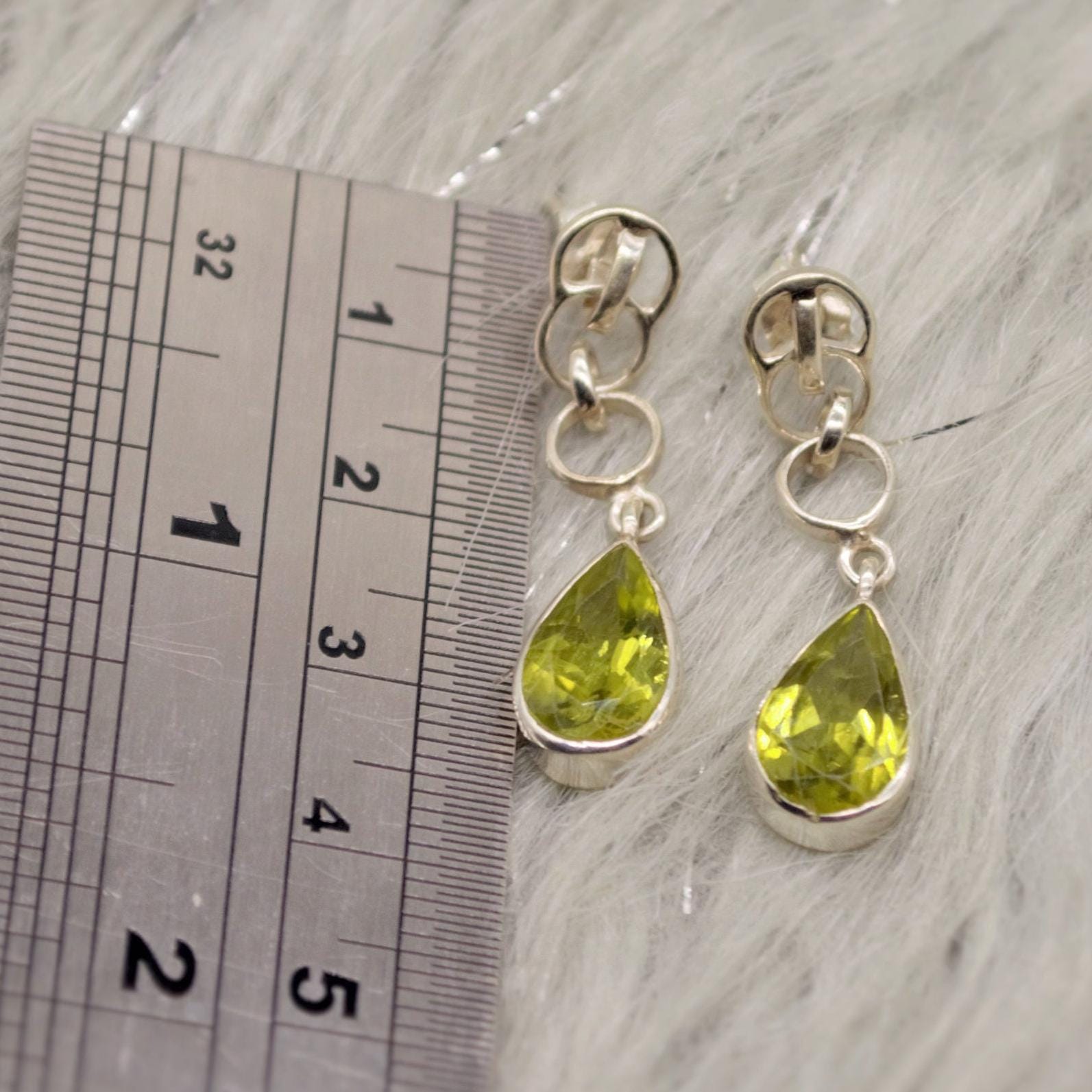 Peridot Earrings, Sterling Silver, August Birthstone, Unique Statement Dangle Drop Earrings, Green Gemstone Earrings, Gifts For Her