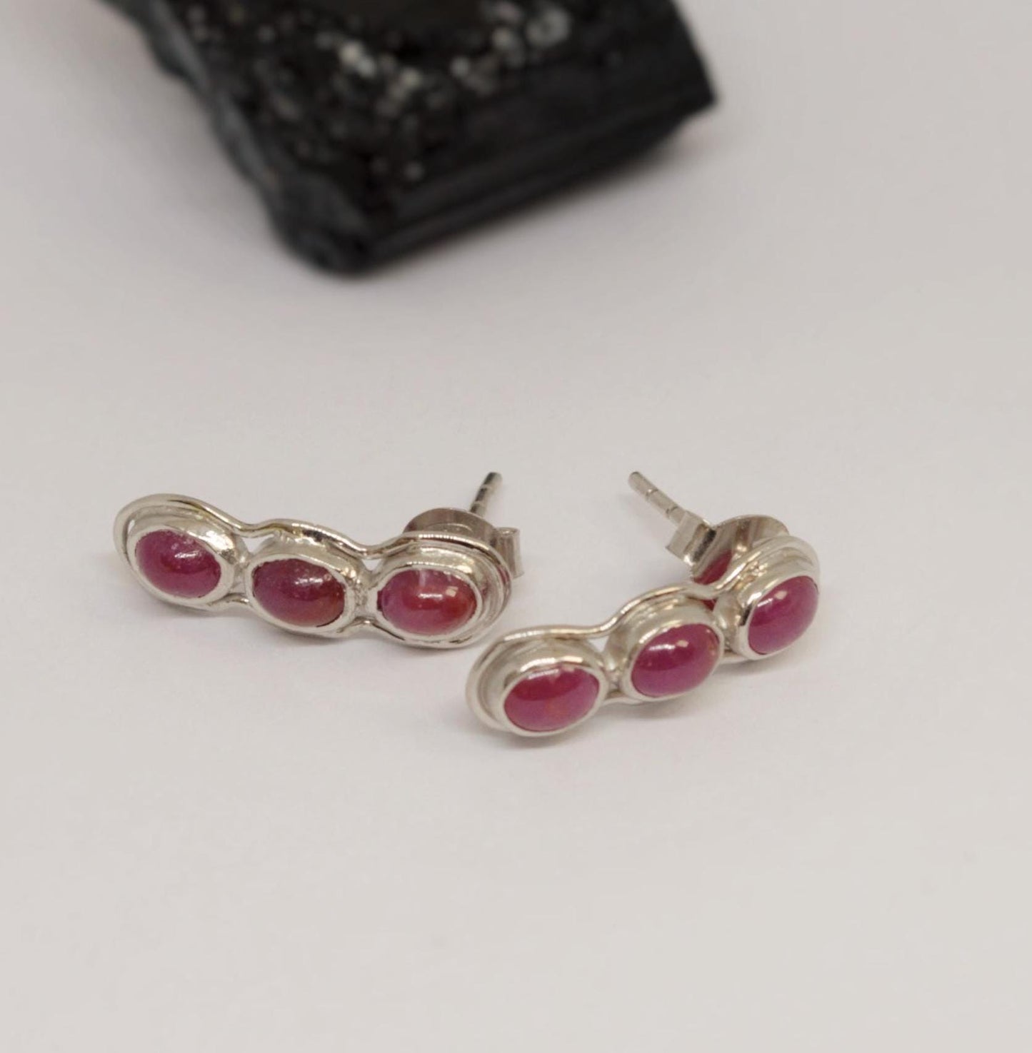 Red Ruby Silver Stud Earrings Set, Handmade Earrings, July Birthstone, Gemstone Earrings, Red Ruby Jewelry, Gifts For Her