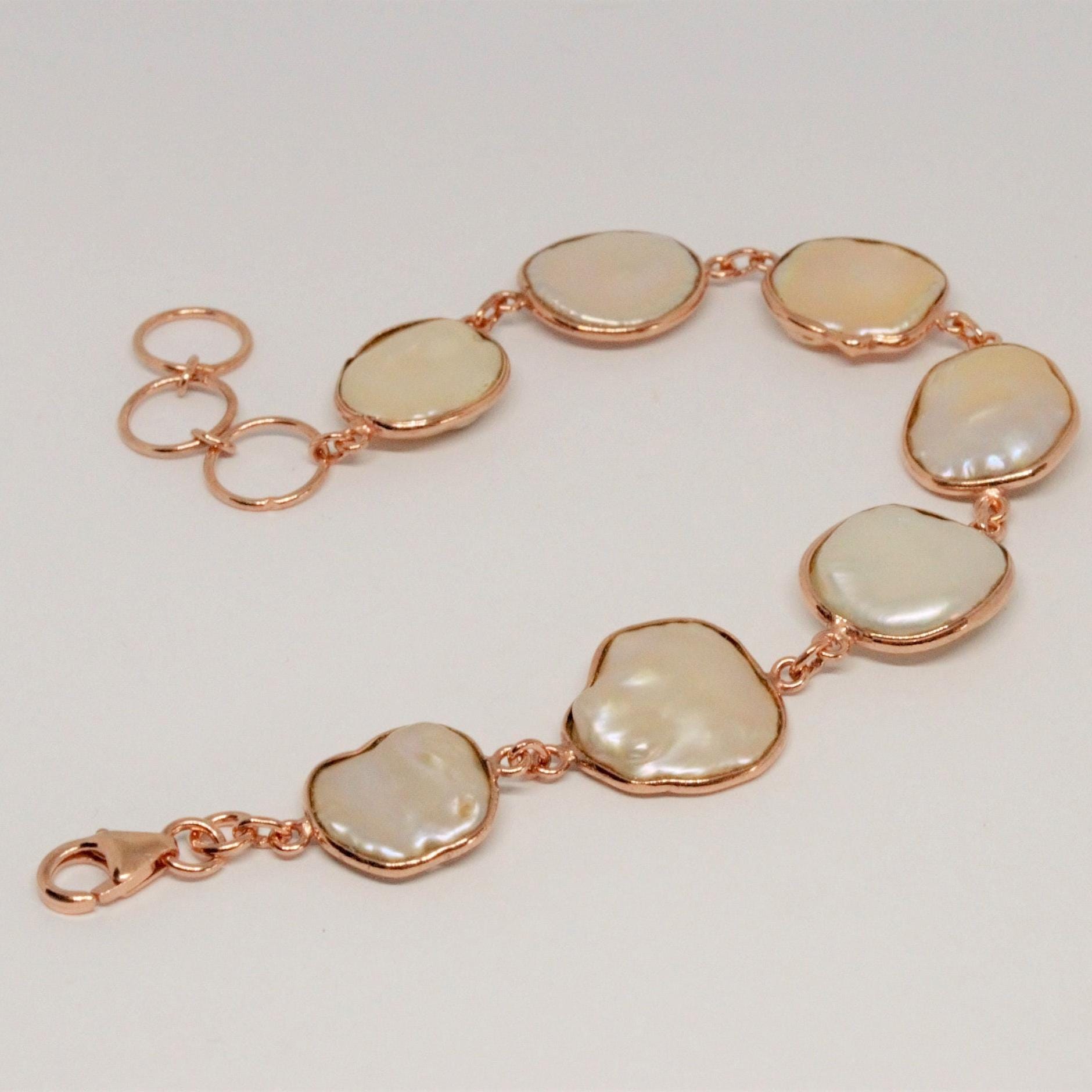 Rose Gold Plated Silver Pearl Bracelet, Handmade Dainty Bracelet, Pearl Jewelry, June Birthstone Bracelet, Birthday Gift For Her