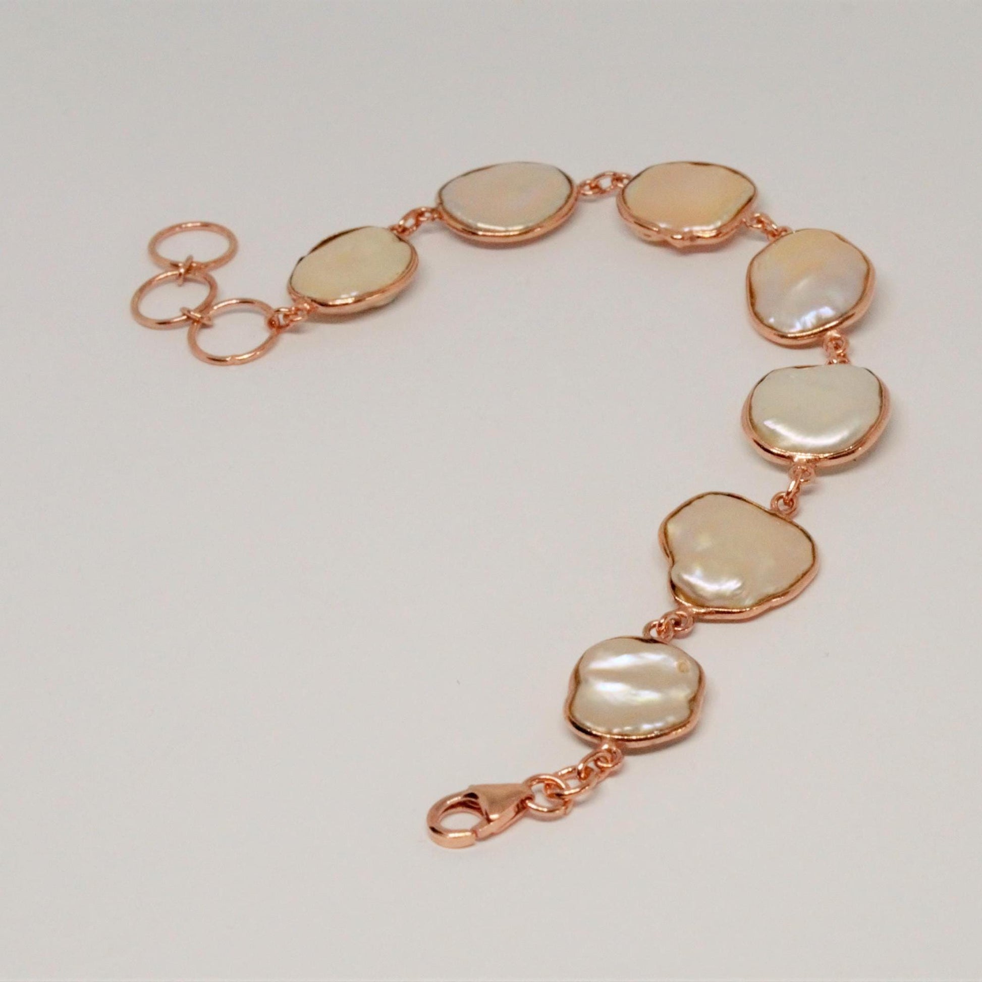 Rose Gold Plated Silver Pearl Bracelet, Handmade Dainty Bracelet, Pearl Jewelry, June Birthstone Bracelet, Birthday Gift For Her