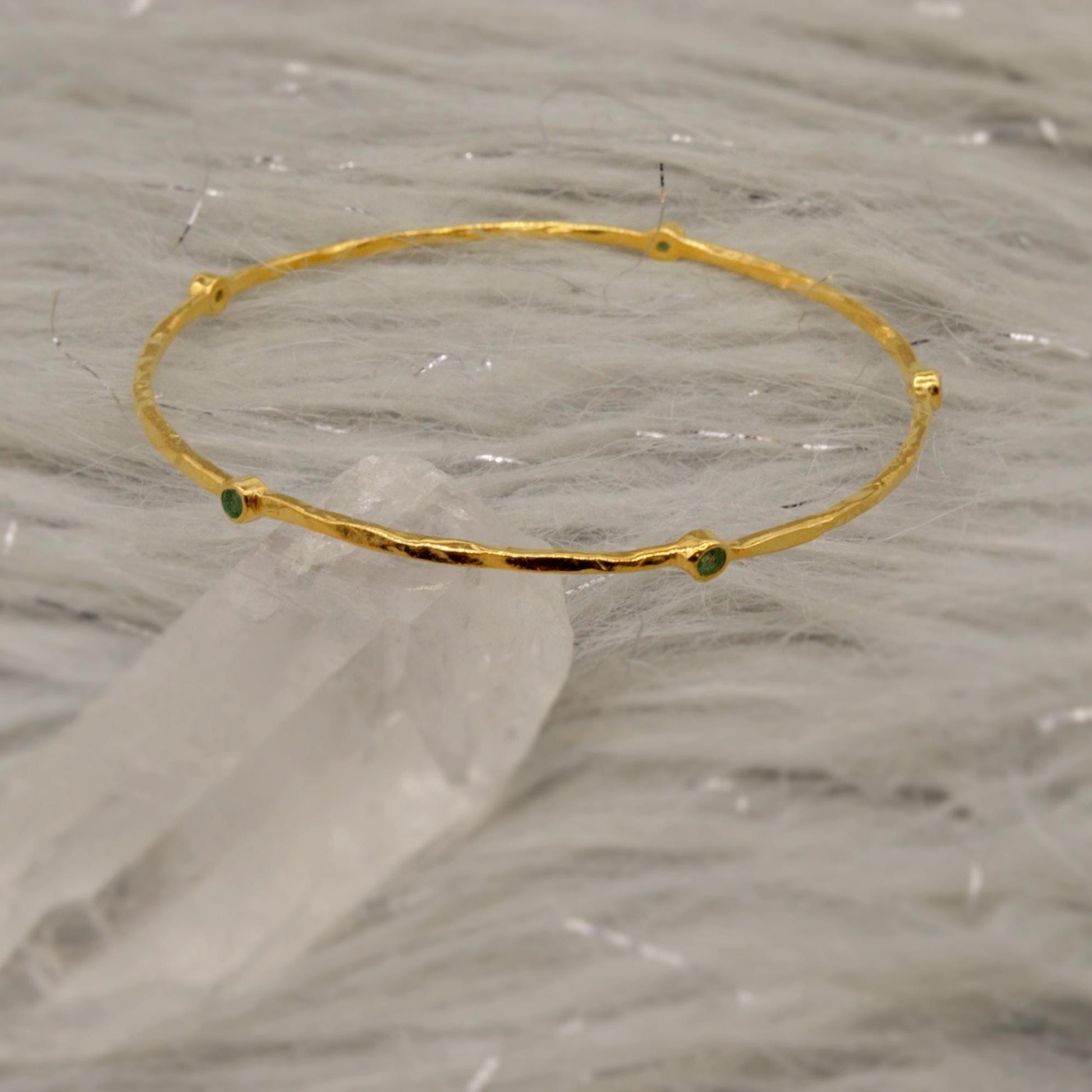 Ruby, Emerald, Sapphire, Gold Bangle Bracelet, Gold Plated Sterling Silver, Dainty Gemstone Bracelet For Women, Birthday Gift For Her