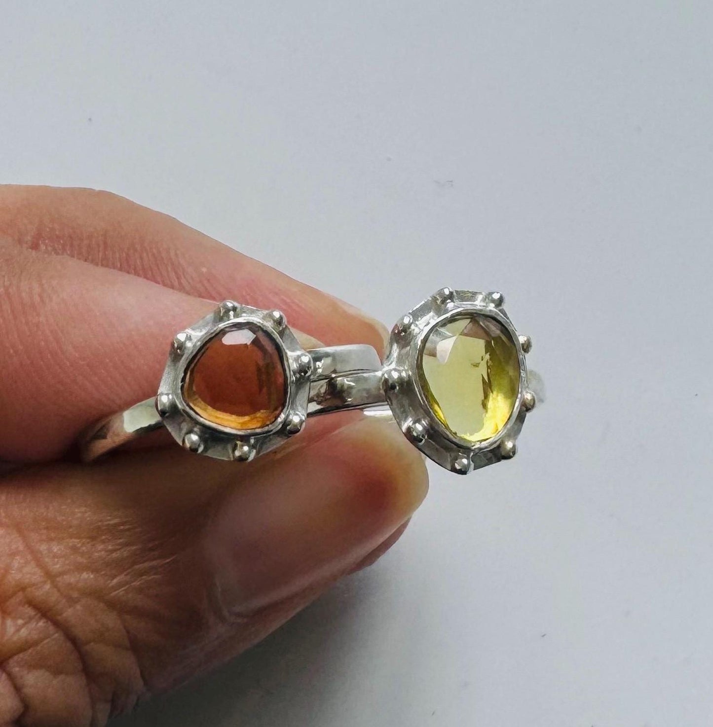 Pink Tourmaline Ring, Yellow, Green Tourmaline Ring, Sterling Silver Ring, Tourmaline Jewelry, October Birthstone, Stackable Rings For Women