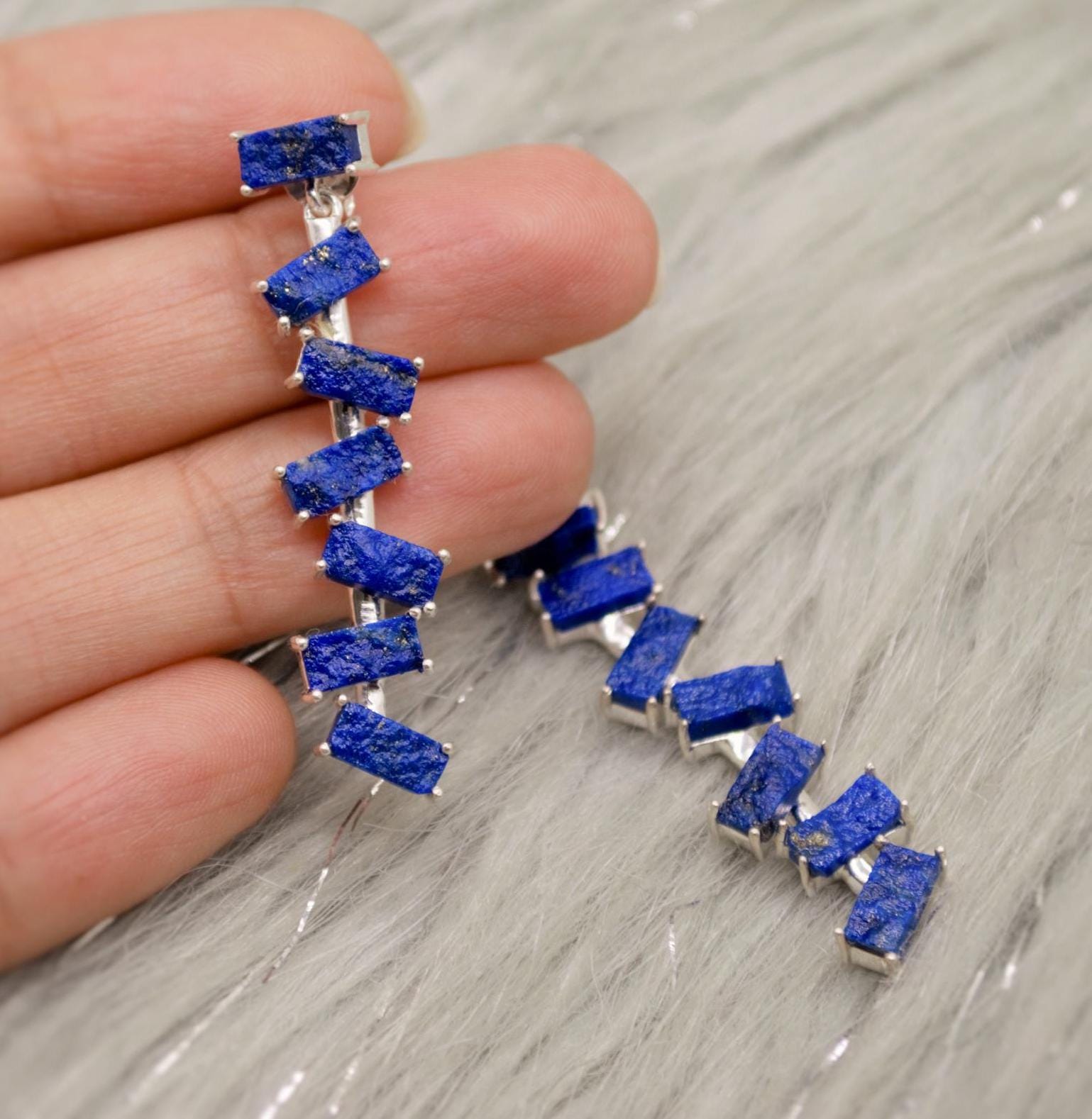 Lapis Lazuli Dangle Drop Earrings, Sterling Silver Earrings, Lapis Earrings, December Birthstone Unique Gemstone Earrings, Gift For Her