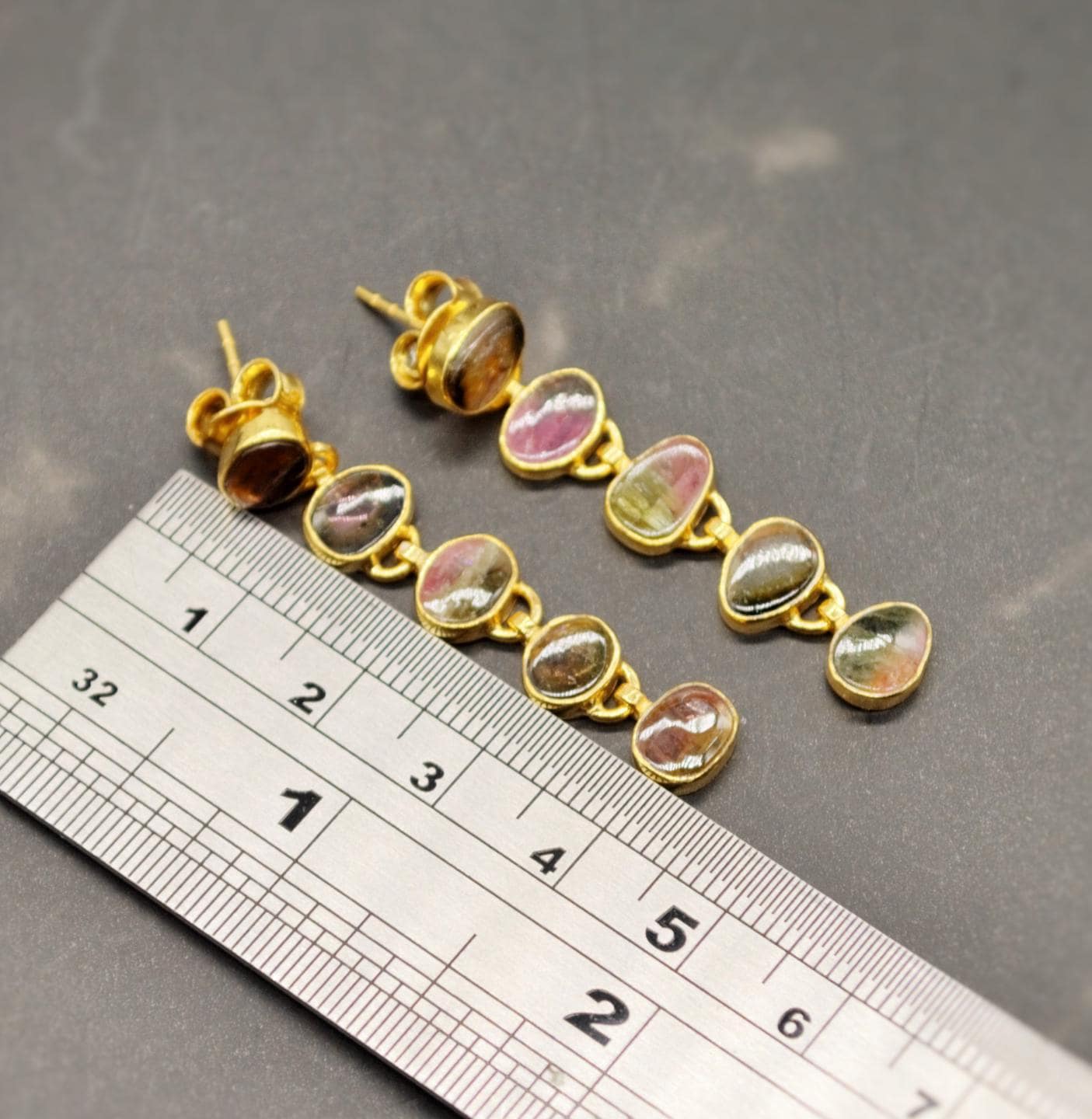 Green, Pink Tourmaline Earrings, Sterling Silver Earrings, Gold Drop Earrings, Tourmaline Jewelry, October Birthstone Earrings