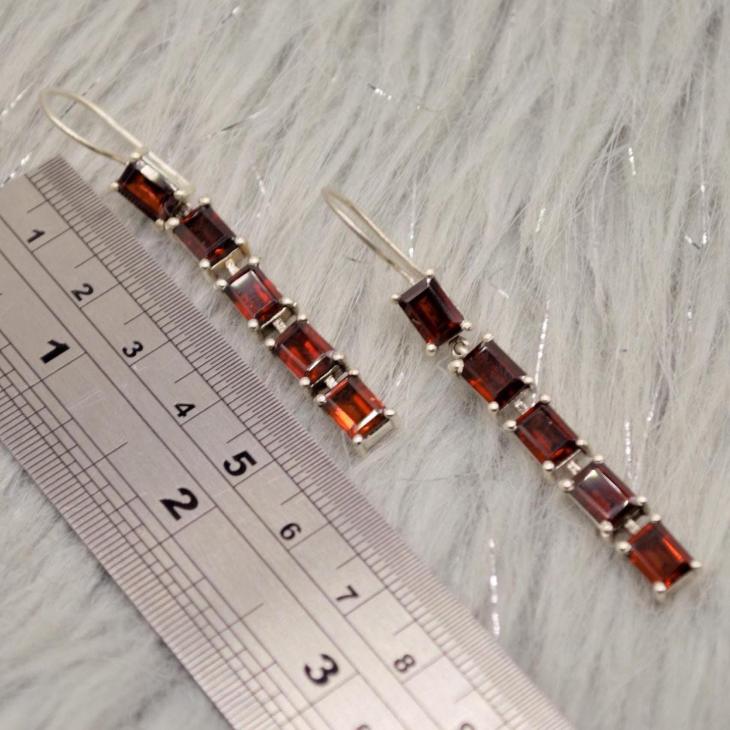 Red Garnet Drop Earrings, Sterling Silver Earrings, Red Gemstone Earrings, Garnet Jewelry For Her, January Birthstone, Long Earrings