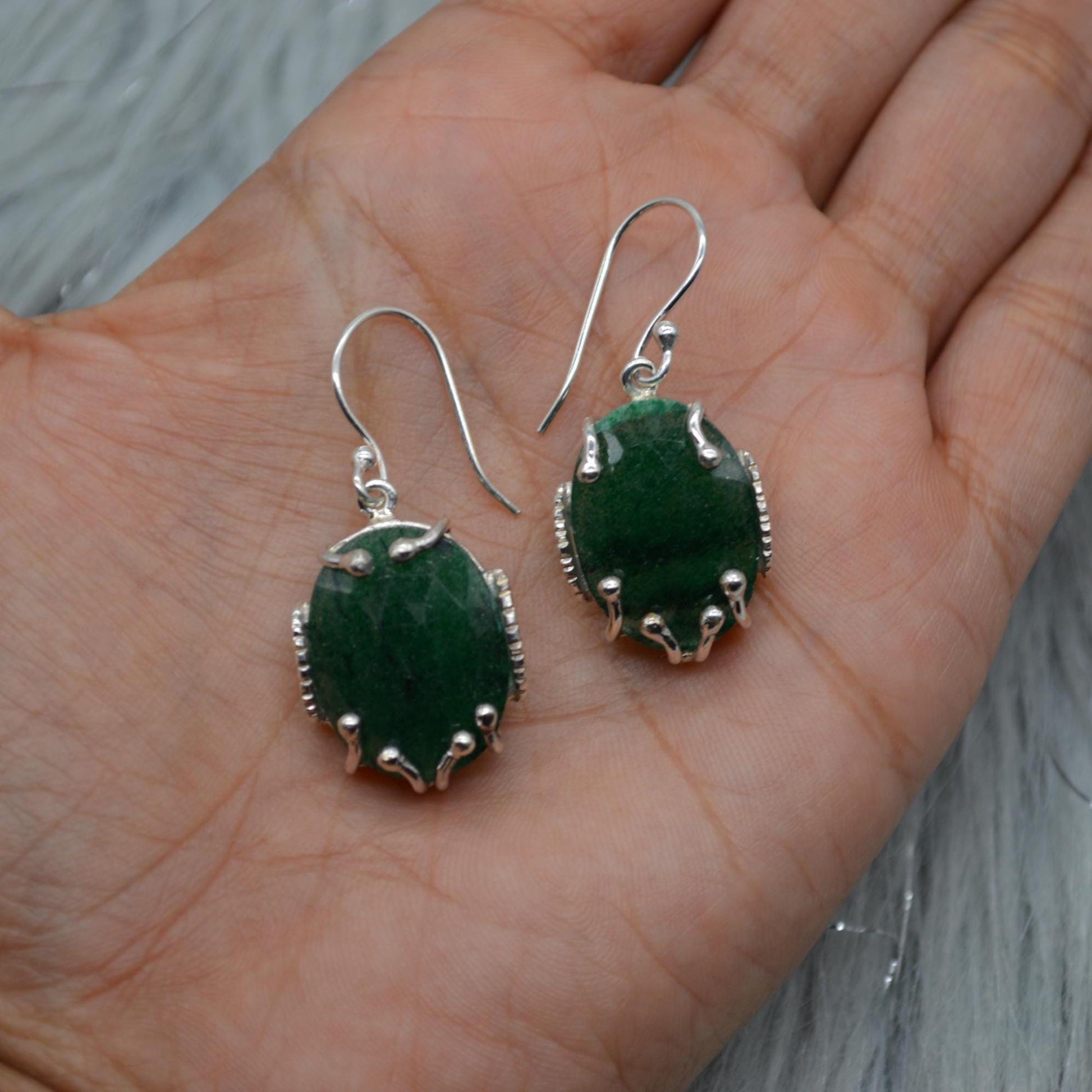 Green Aventurine Silver Earrings, Minimalist Green Drop Earrings, Aventurine Jewelry, Handmade Green Gemstone Earrings, Gifts For Her