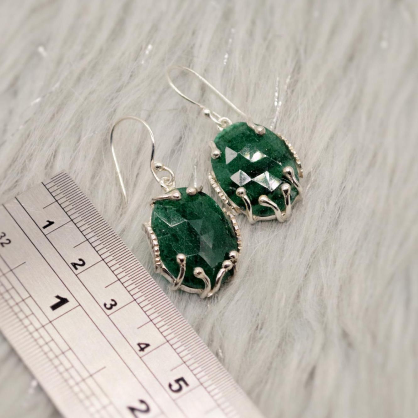 Green Aventurine Silver Earrings, Minimalist Green Drop Earrings, Aventurine Jewelry, Handmade Green Gemstone Earrings, Gifts For Her