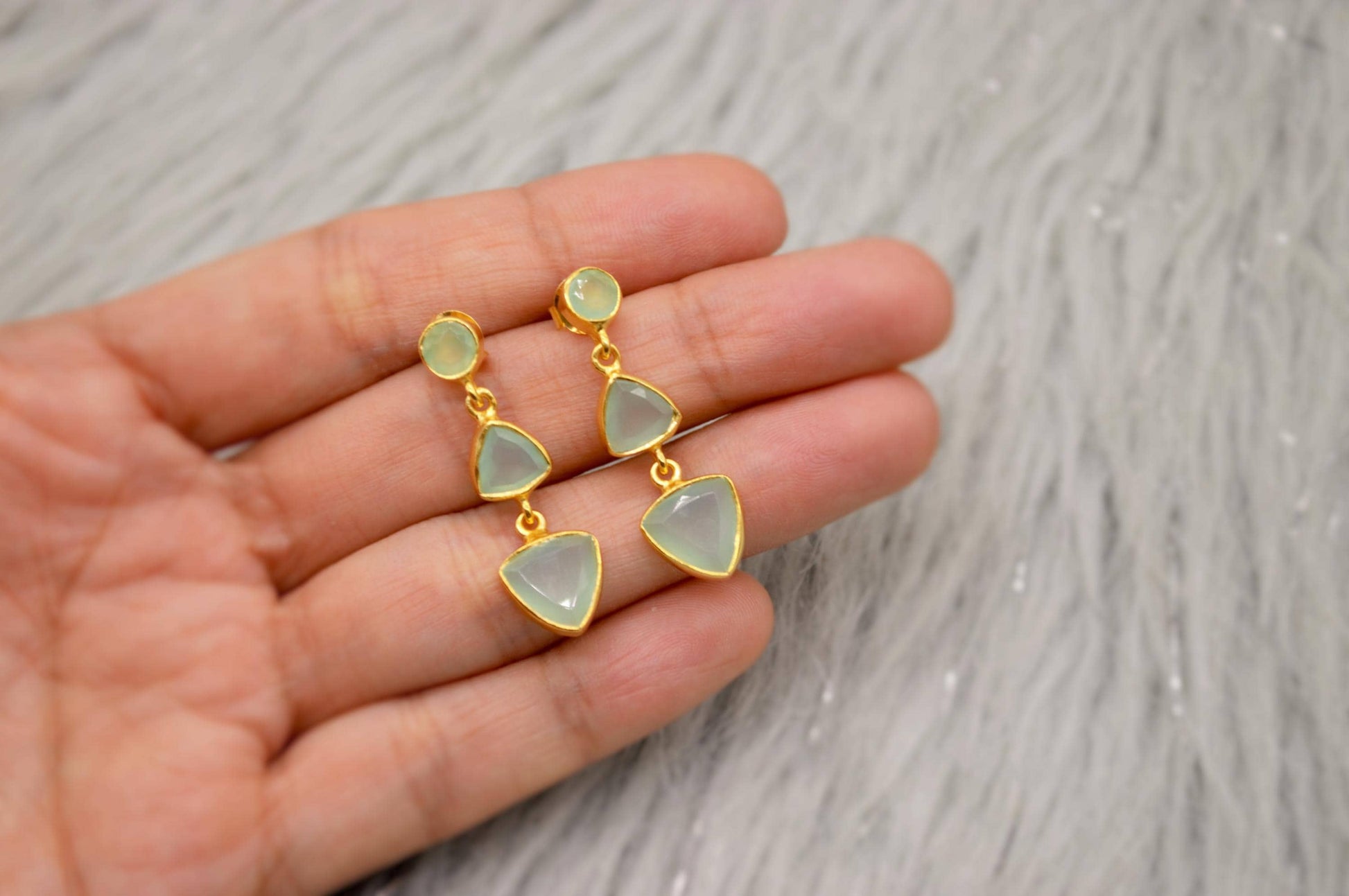 Aqua Chalcedony Sterling Silver Earrings, Statement Dangle Drops, Aqua Chalcedony Jewelry, Gemstone Earrings, Gifts For Her