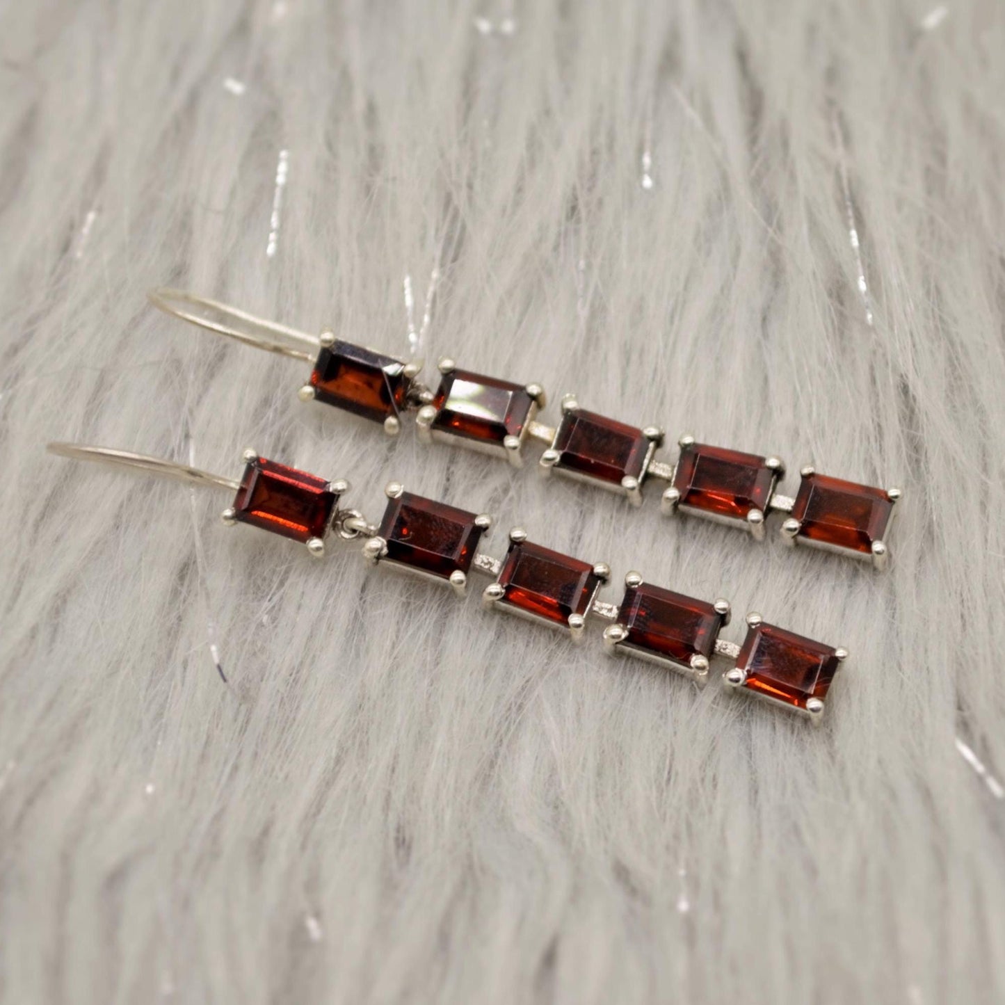 Red Garnet Drop Earrings, Sterling Silver Earrings, Red Gemstone Earrings, Garnet Jewelry For Her, January Birthstone, Long Earrings