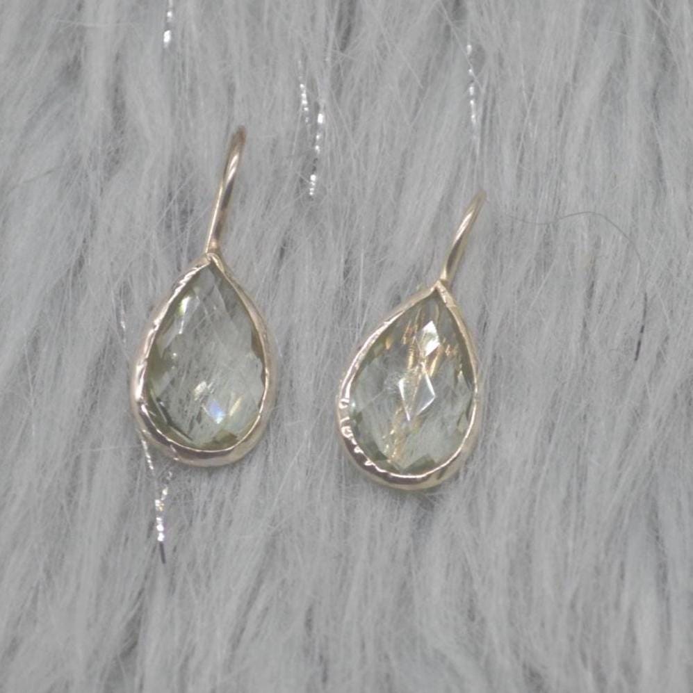 Green Amethyst Teardrop Silver Earrings, Amethyst Jewelry, Minimalist Handmade Earrings For Her, February Birthstone Earrings
