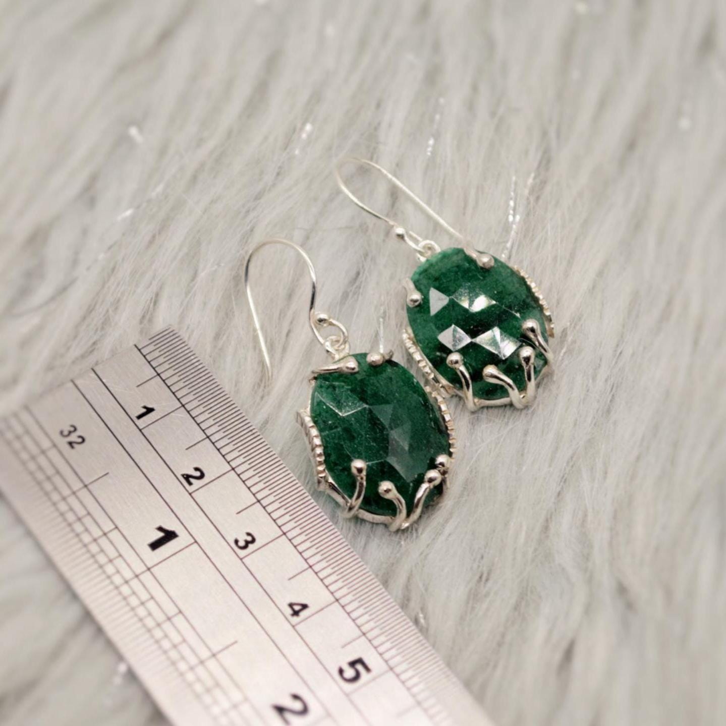 Green Aventurine Silver Earrings, Minimalist Green Drop Earrings, Aventurine Jewelry, Handmade Green Gemstone Earrings, Gifts For Her