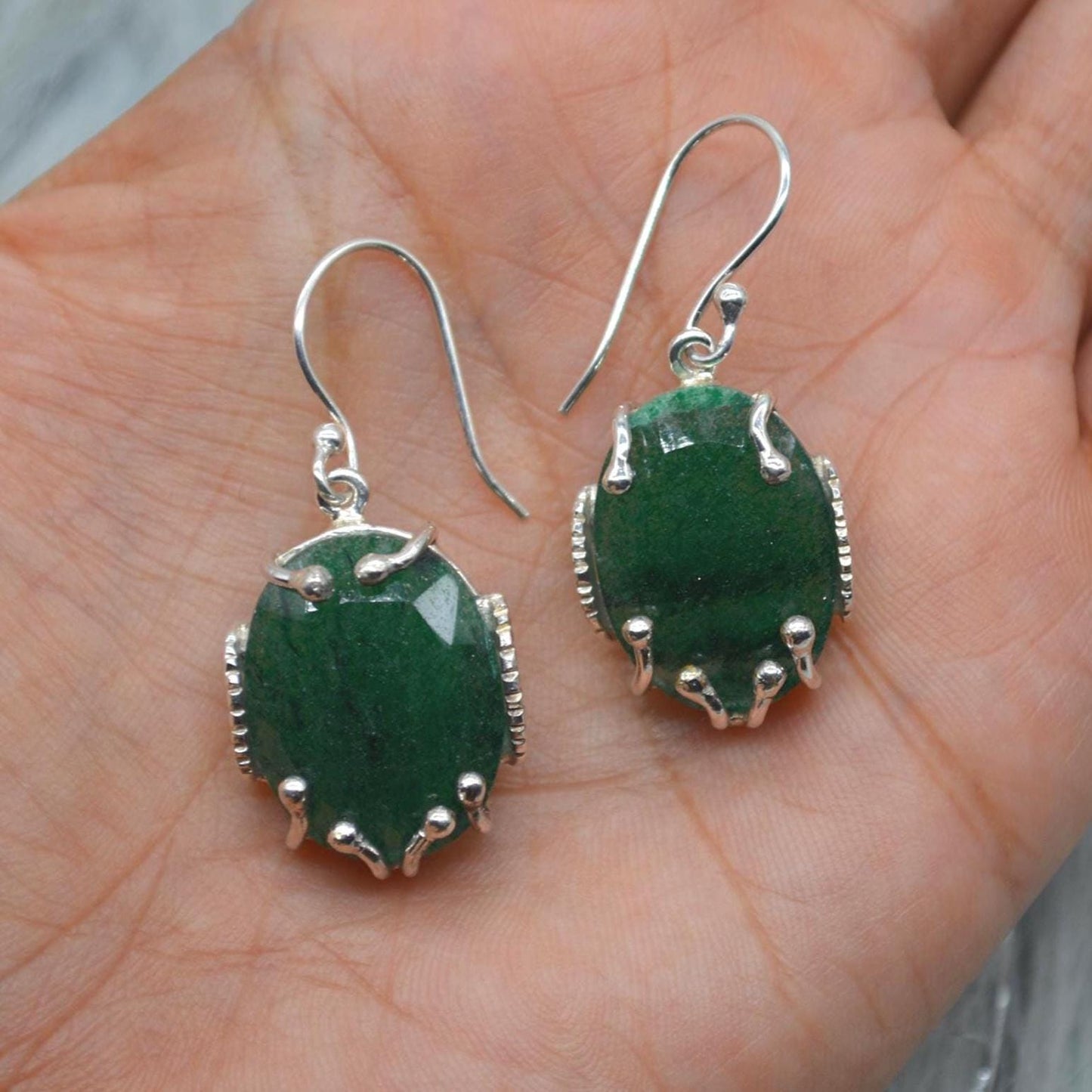 Green Aventurine Silver Earrings, Minimalist Green Drop Earrings, Aventurine Jewelry, Handmade Green Gemstone Earrings, Gifts For Her