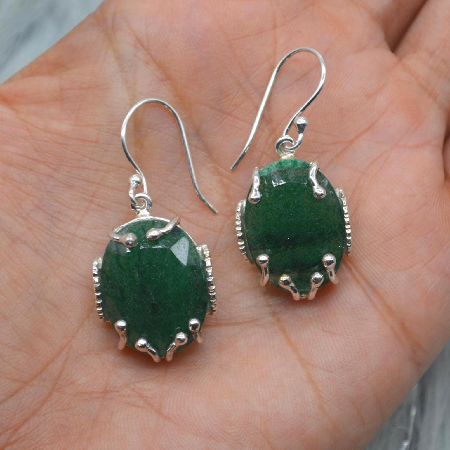 Green Aventurine Silver Earrings, Minimalist Green Drop Earrings, Aventurine Jewelry, Handmade Green Gemstone Earrings, Gifts For Her