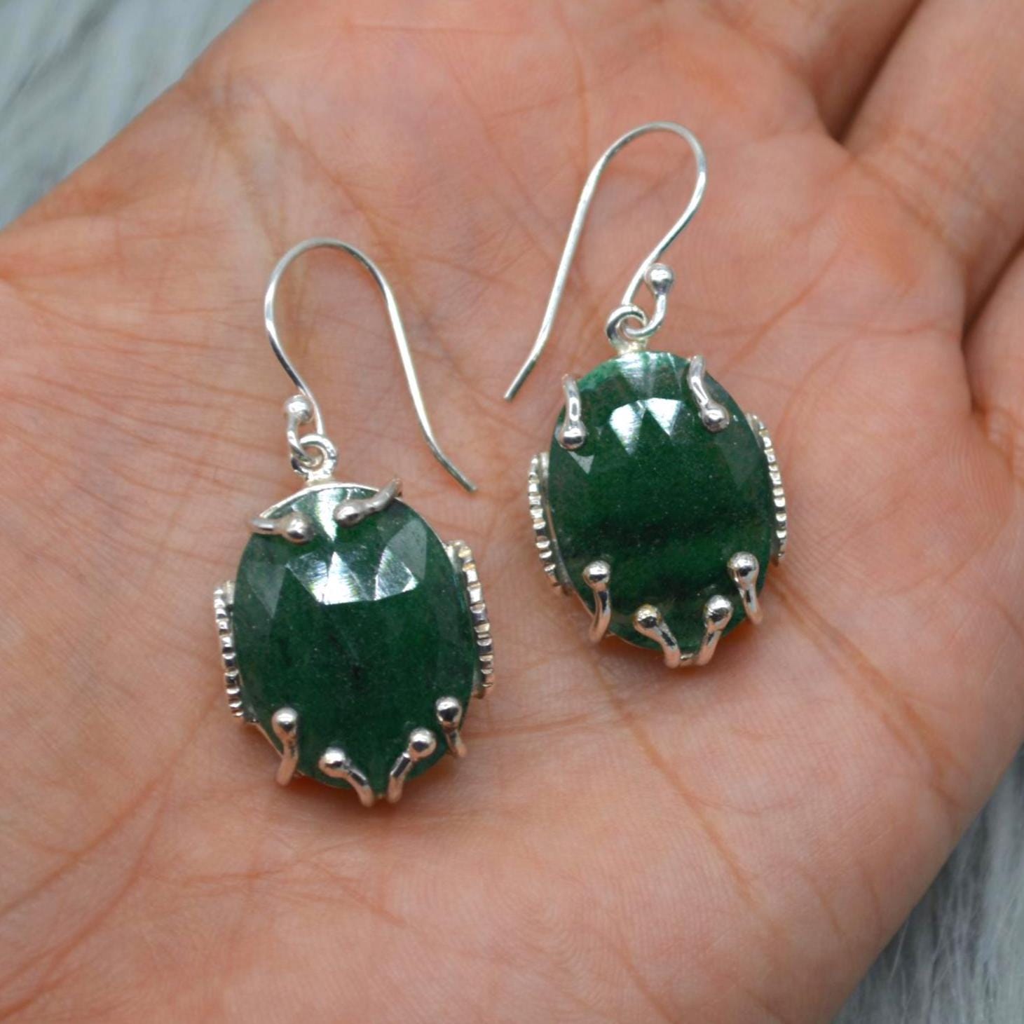 Green Aventurine Silver Earrings, Minimalist Green Drop Earrings, Aventurine Jewelry, Handmade Green Gemstone Earrings, Gifts For Her