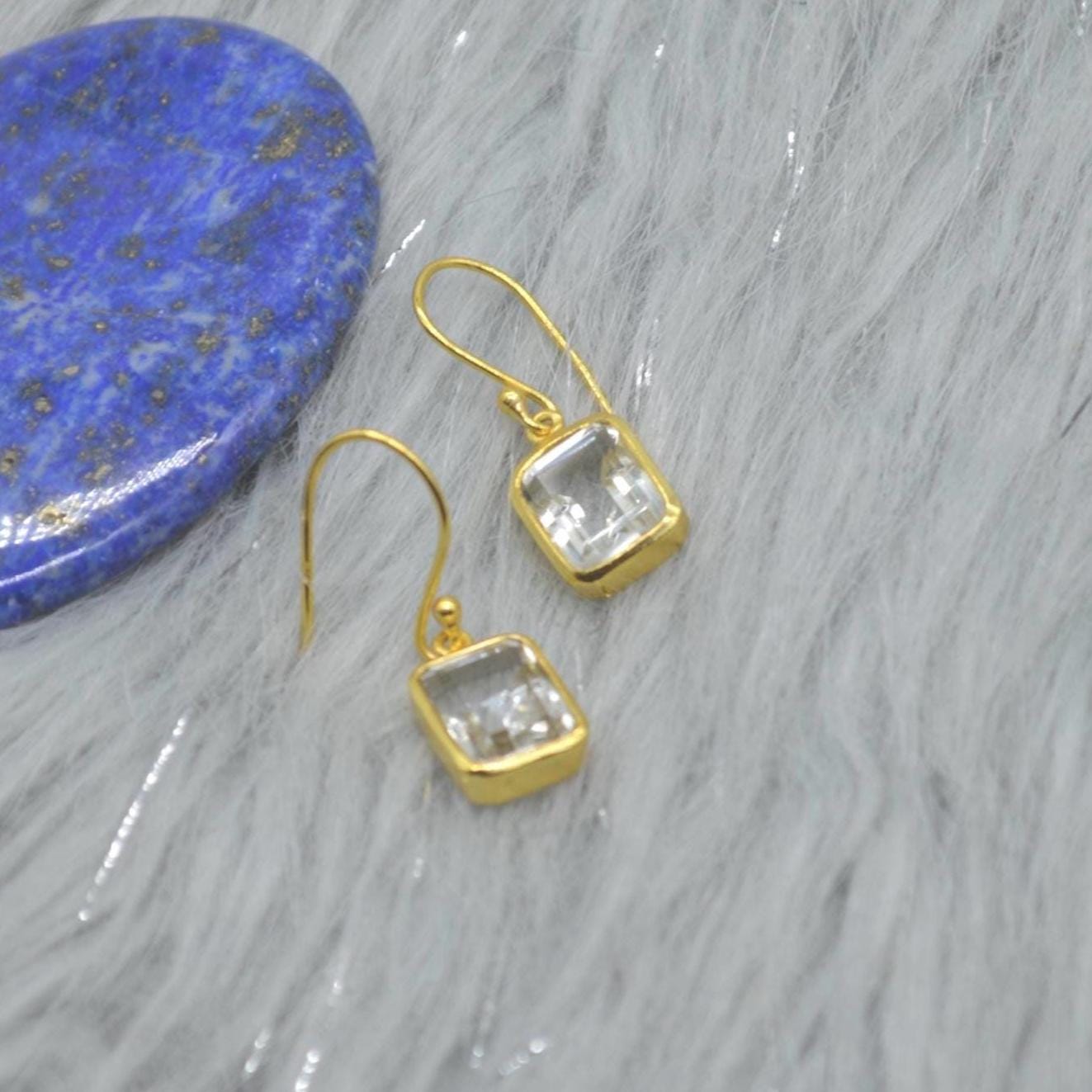 Green Amethyst Silver Drop Earrings, Green Amethyst Jewelry, Minimalist Gold Earrings, February Birthstone Earrings, Handmade Gifts For Her