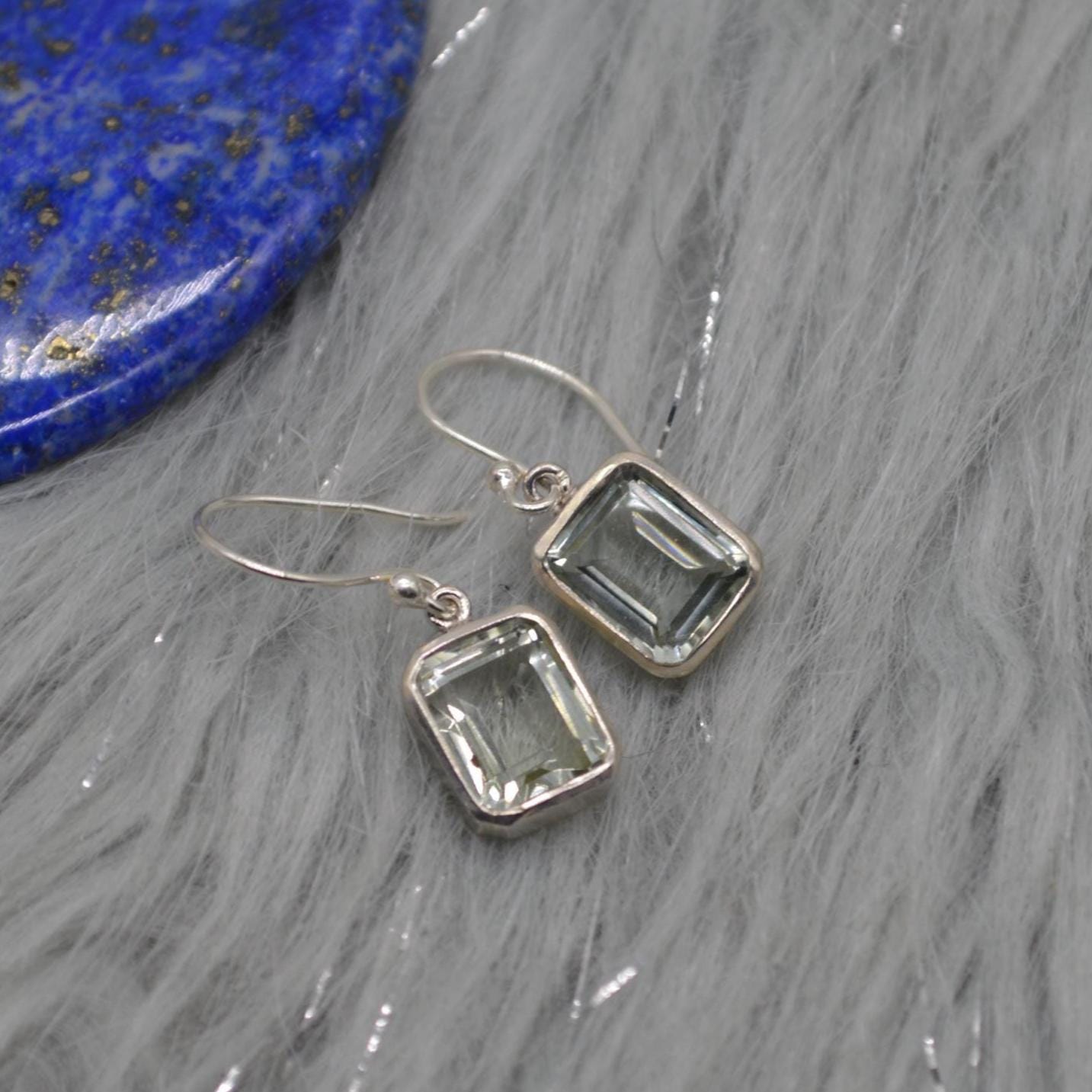 Green Amethyst Silver Drop Earrings, Green Amethyst Jewelry, Minimalist Gold Earrings, February Birthstone Earrings, Handmade Gifts For Her