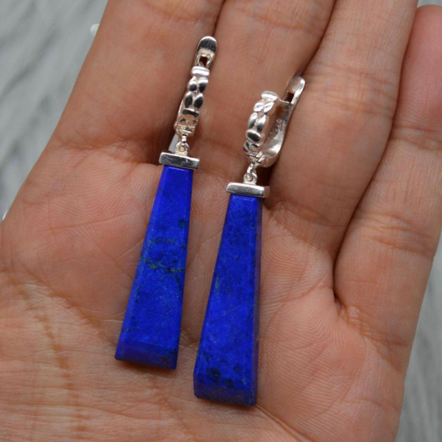 Lapis Lazuli Sterling Silver Drop Earrings, December Birthstone Jewelry, Lapis Jewelry, Dangle Drop Earrings, Best Friend Gift For Her