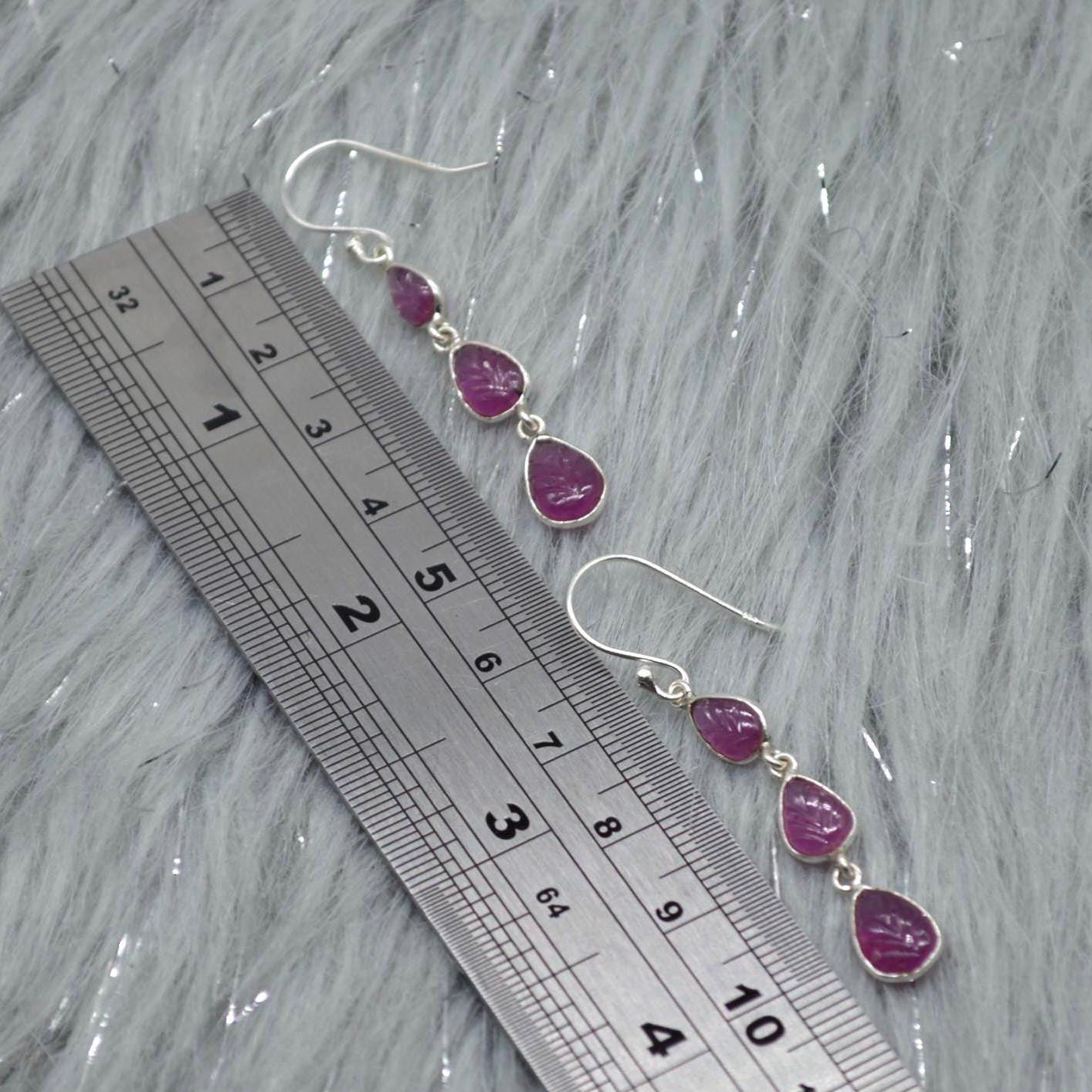 Ruby Earrings Dangle Drop, Ruby Jewelry, July Birthstone, Handmade Red Pink Gemstone Earrings, Gift Earrings For Women