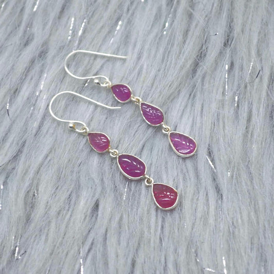 Ruby Earrings Dangle Drop, Ruby Jewelry, July Birthstone, Handmade Red Pink Gemstone Earrings, Gift Earrings For Women