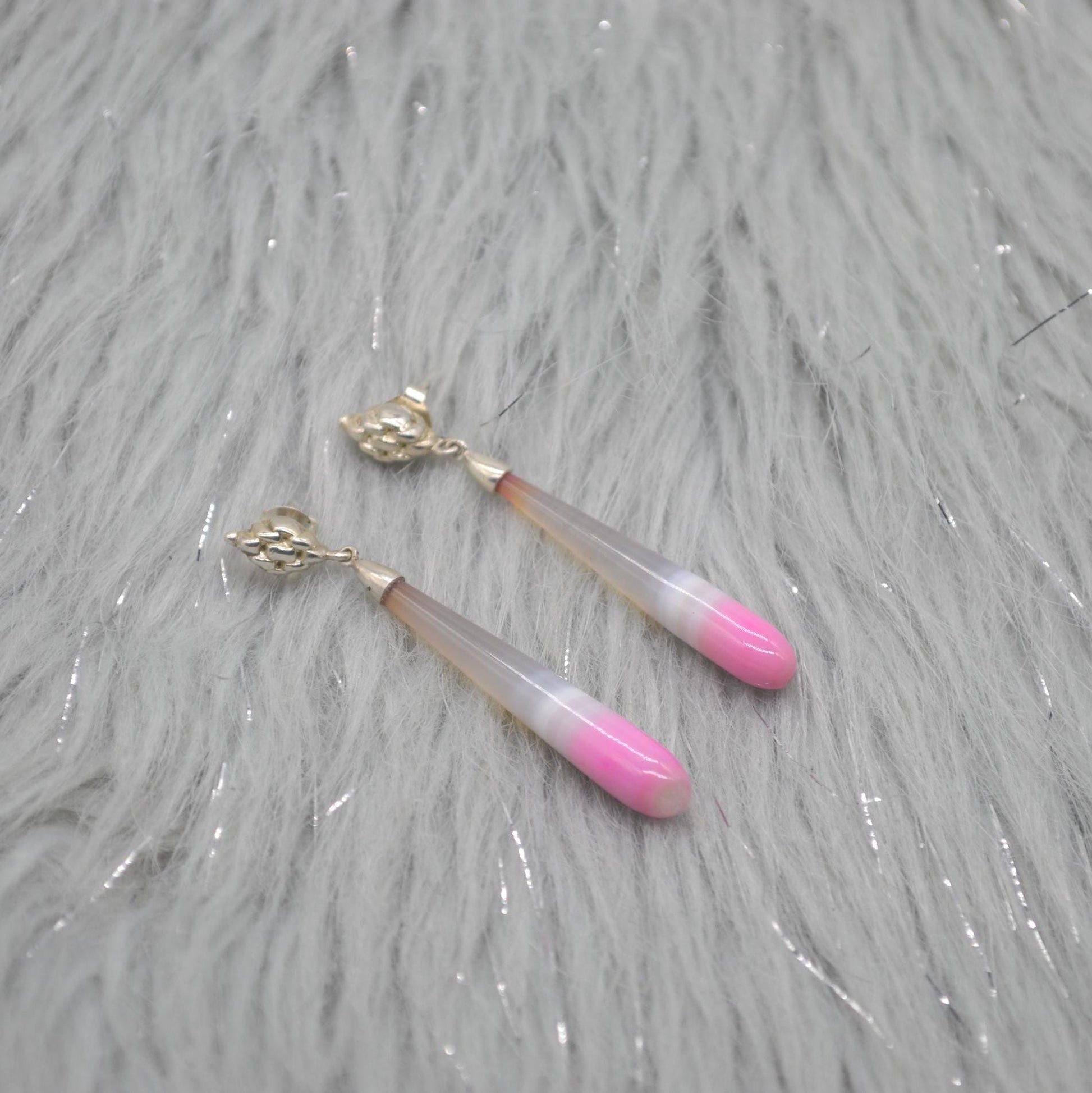 Pink Chalcedony Drop Earrings, Sterling Silver Dangle Earrings, Chalcedony Jewelry, Pink Gemstone Earrings, Long Earrings, Gifts For Her